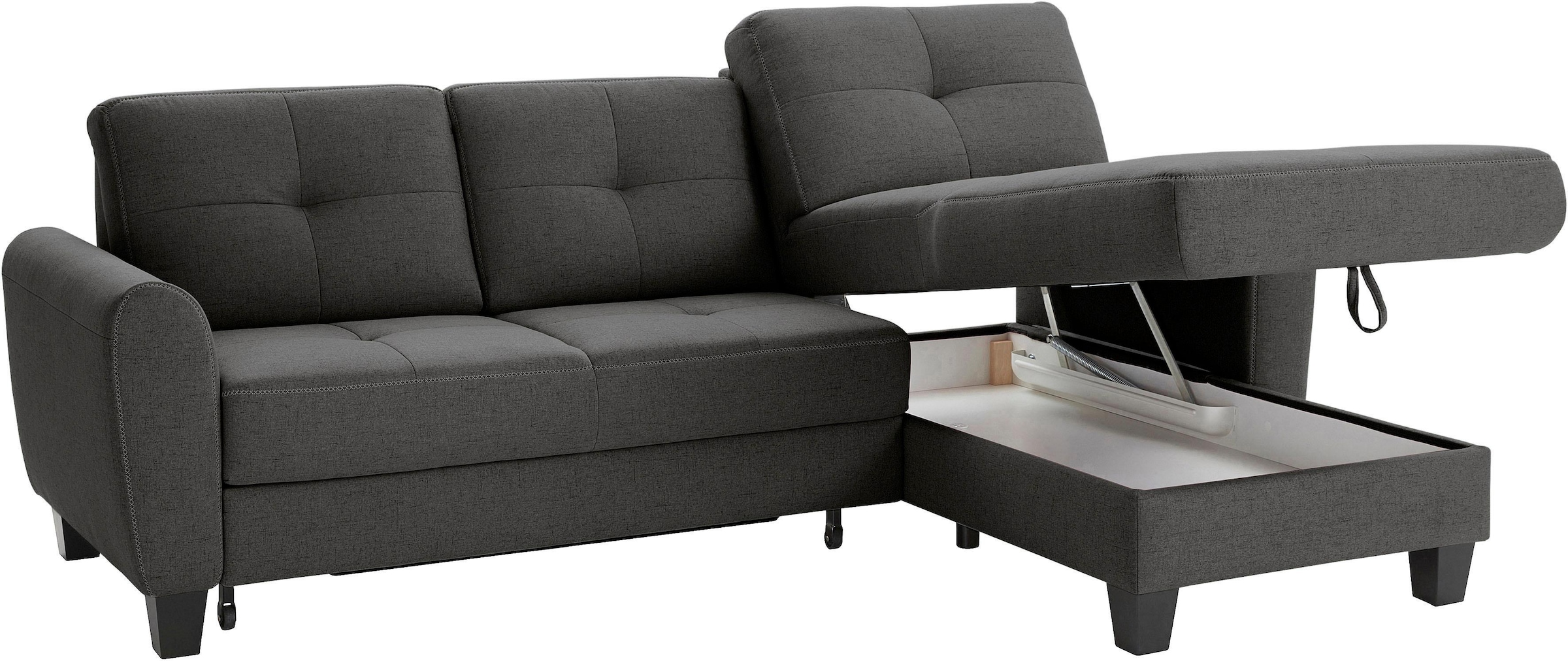 sit&more Ecksofa »Varese L-Form«, mit Federkern, wahlweise mit Bettfunktion und Stauraum