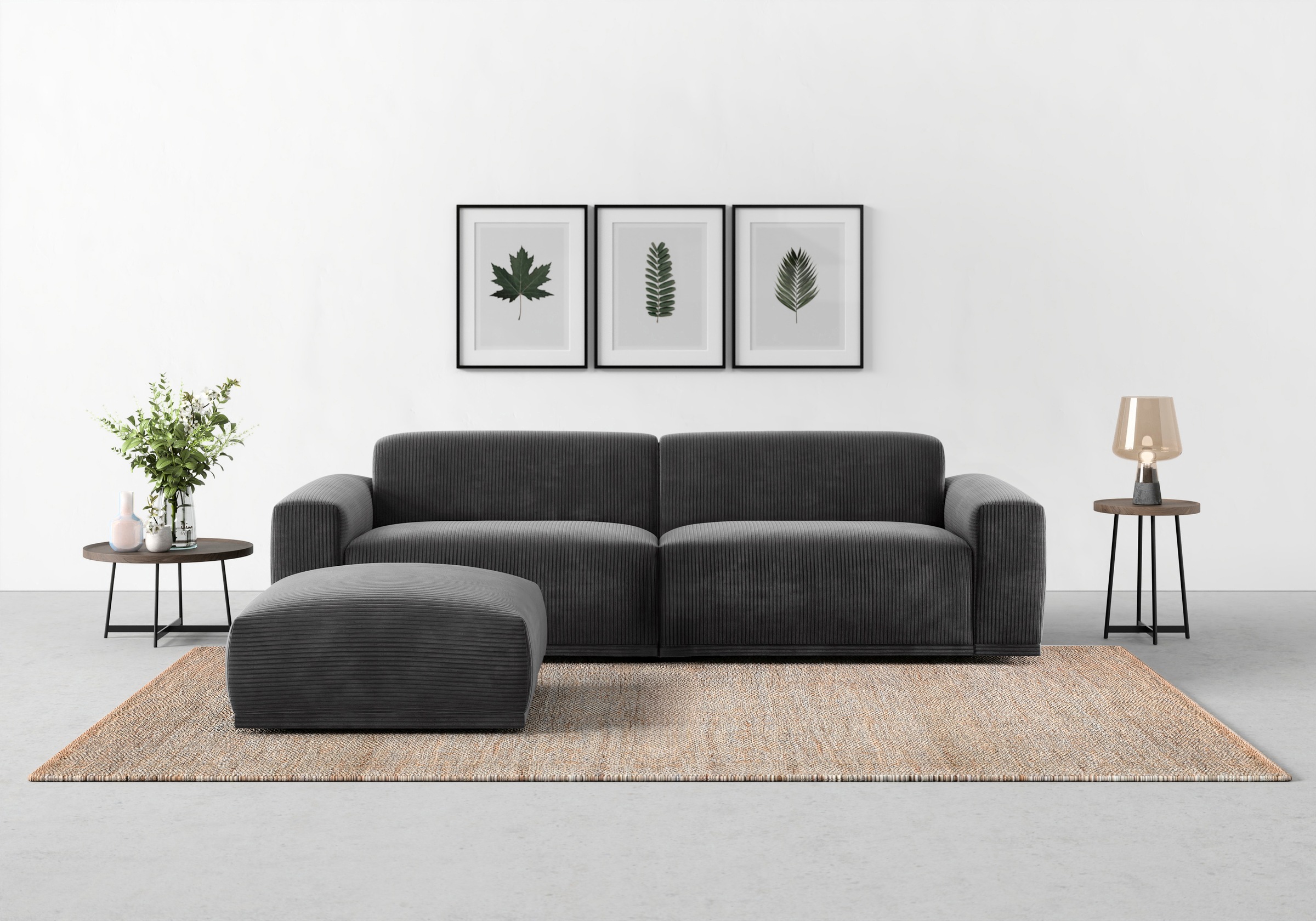 TRENDMANUFAKTUR Big-Sofa »Braga, mit hochwertigem Kaltschaum, Megasofa, in Cord erhältlich«, modernes Big-Sofa, Couch mit hohem Sitzkomfort, 254/72/107 cm (B/H/T)