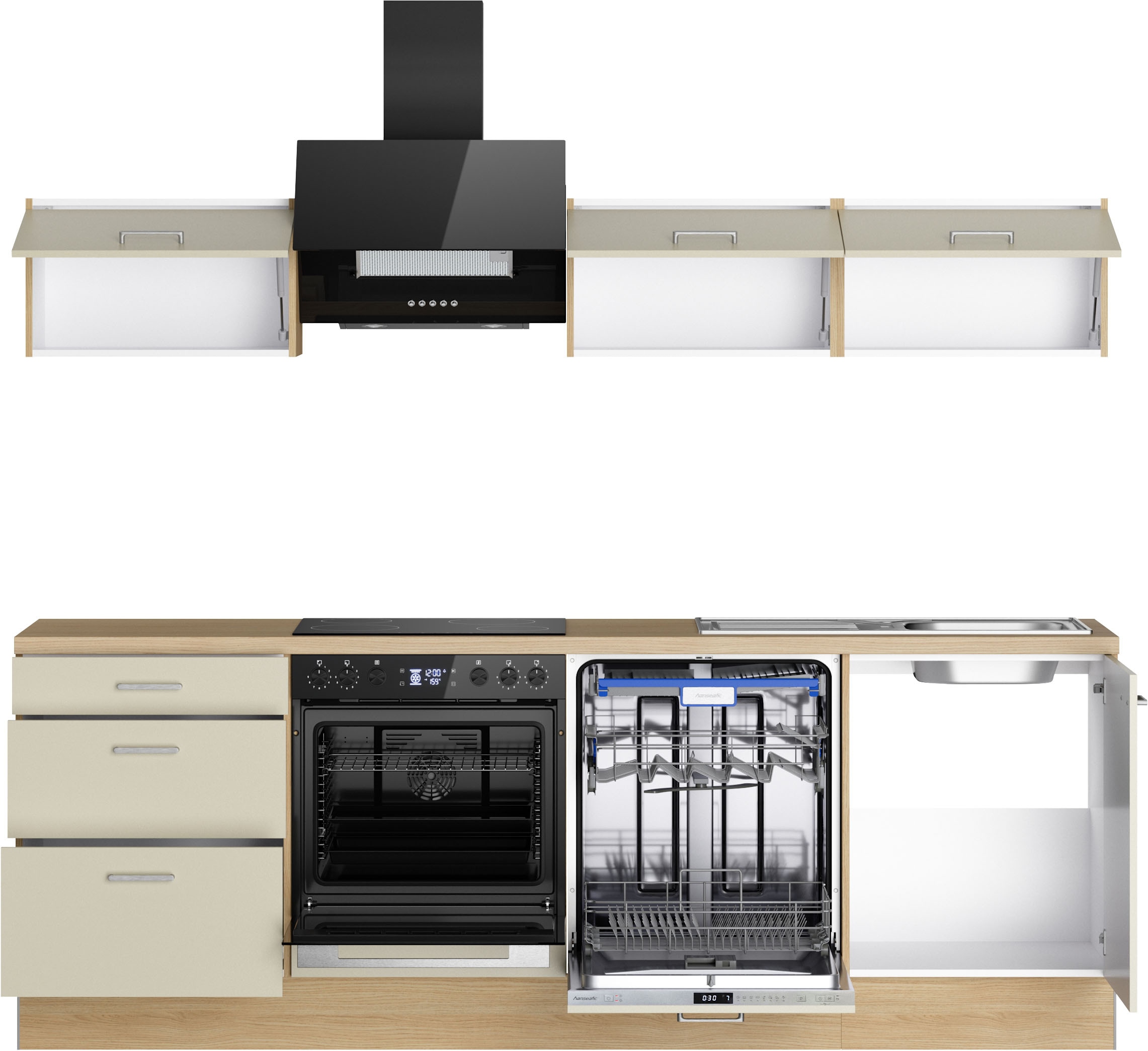 KOCHSTATION Küchenzeile »KS-Sion Breite 240 cm« Neue Technik: OPTIsnap, wahlw. m.HANSEATIC-E-Geräten u.Stand Alone