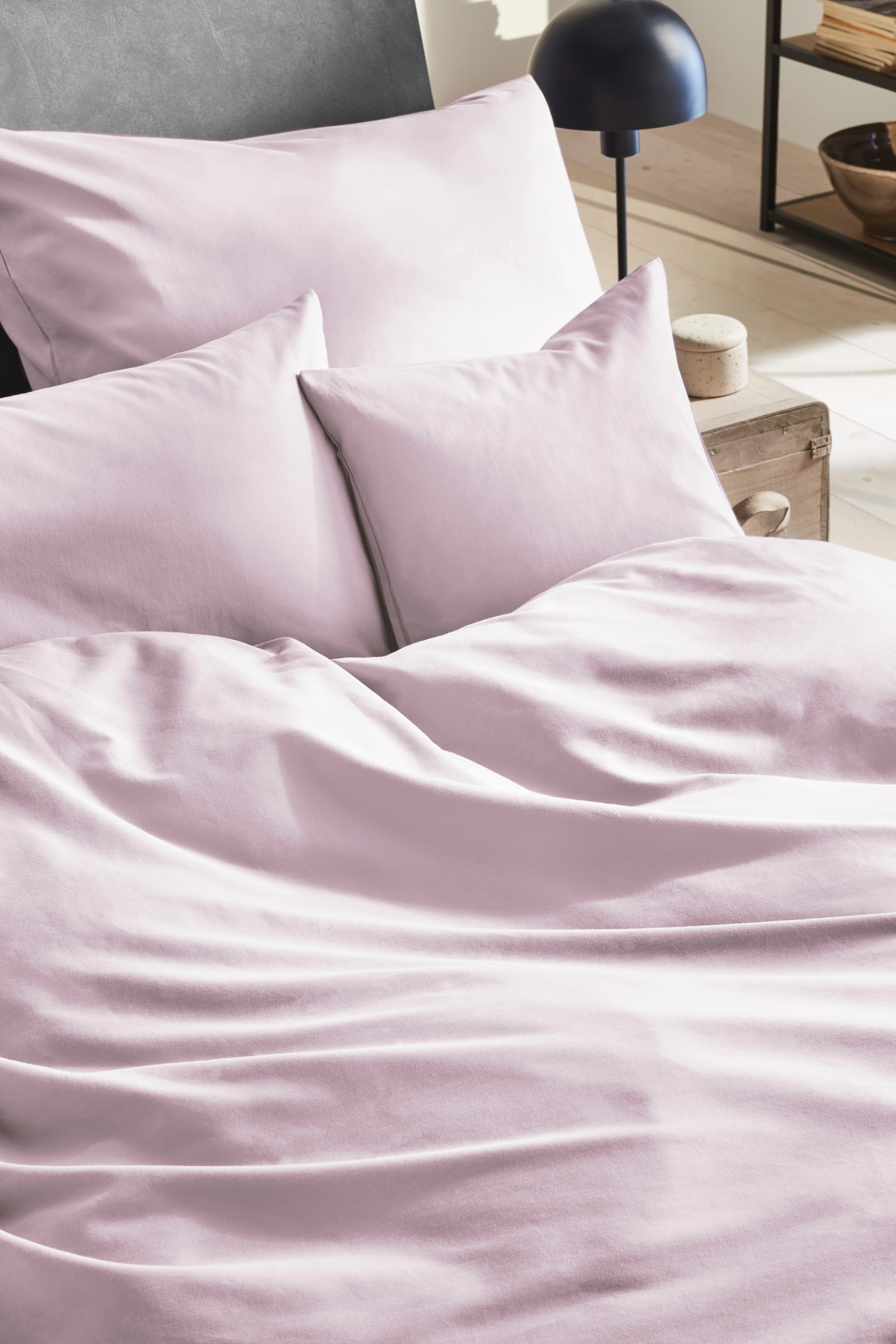 Primera Bettwäsche »Uni Luxus-Satin in Gr. 135x200, 155x220 oder 200x200 cm«, Bettwäsche aus Baumwolle, unifarbene Bettwäsche mit Reißverschluss