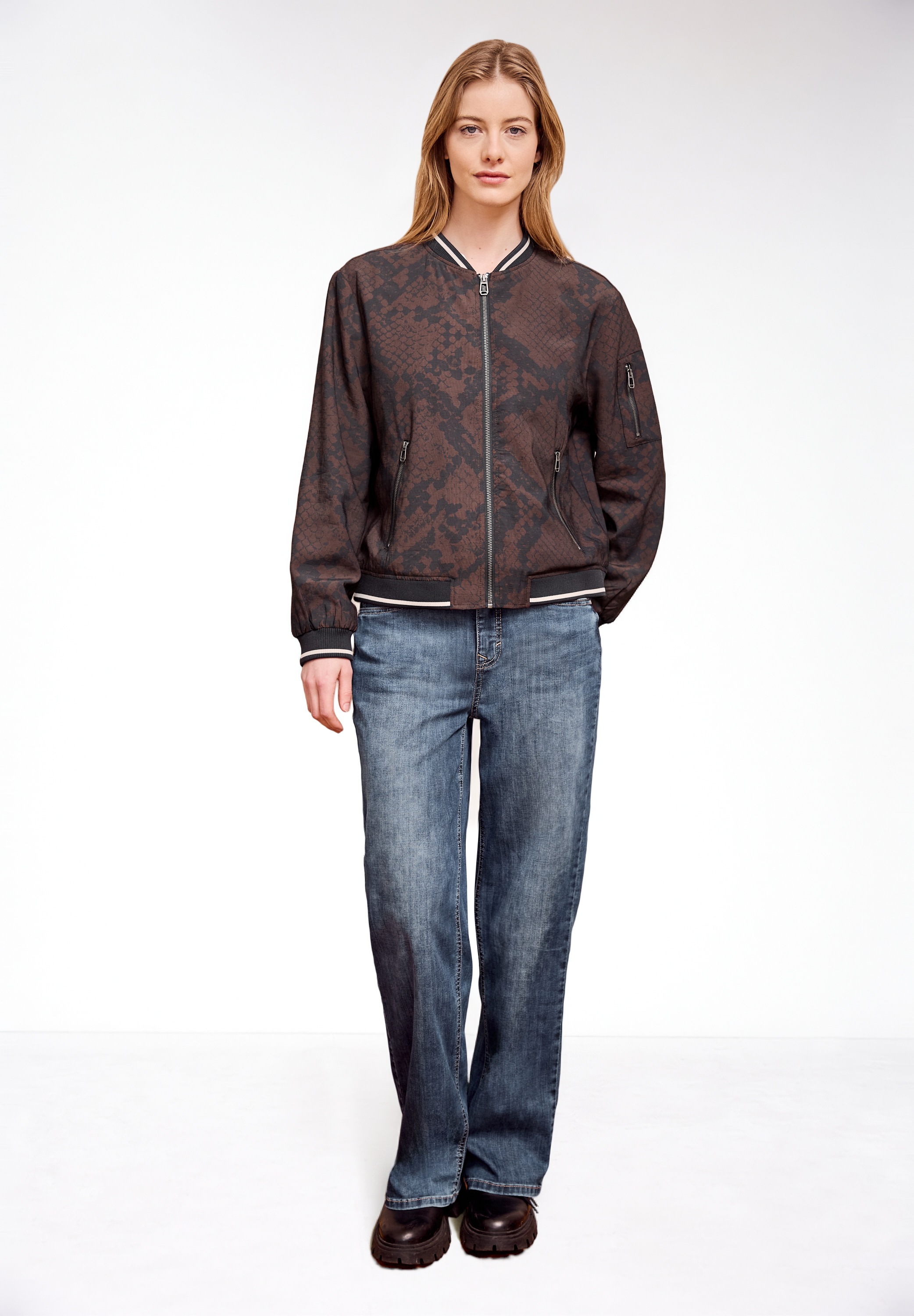 STREET ONE STUDIO Blouson ohne Kapuze Rundhalsausschnitt