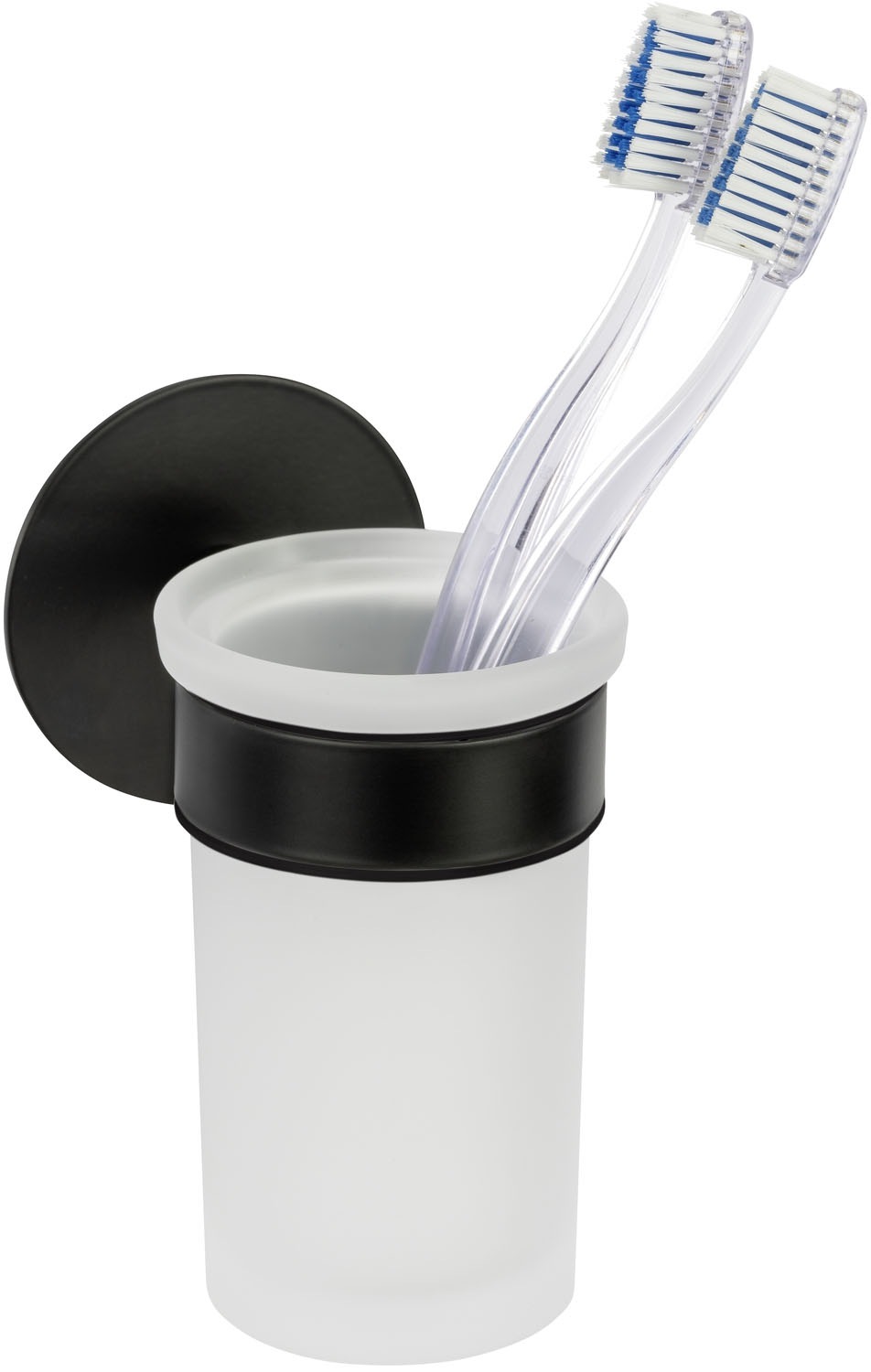 SCHÖNER WOHNEN-Kollektion Zahnputzbecherhalter »»Uno Meleto««, aus Edelstahl, satinierter Glaseinsatz, zum Kleben oder Bohren