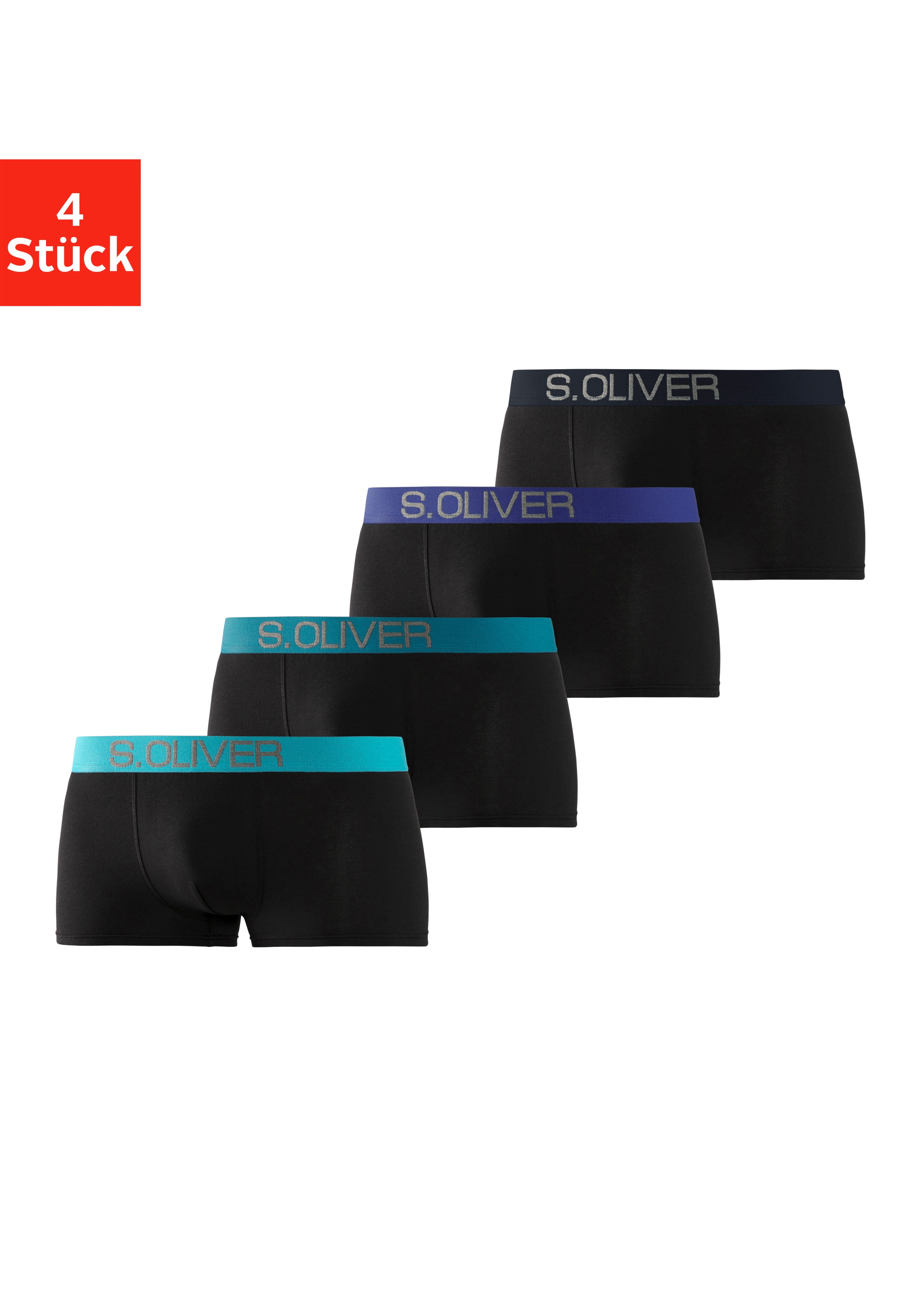 s.Oliver Hipster Packung, 4 Stk. knapp sitzende Boxershorts für Herren aus günstig online kaufen