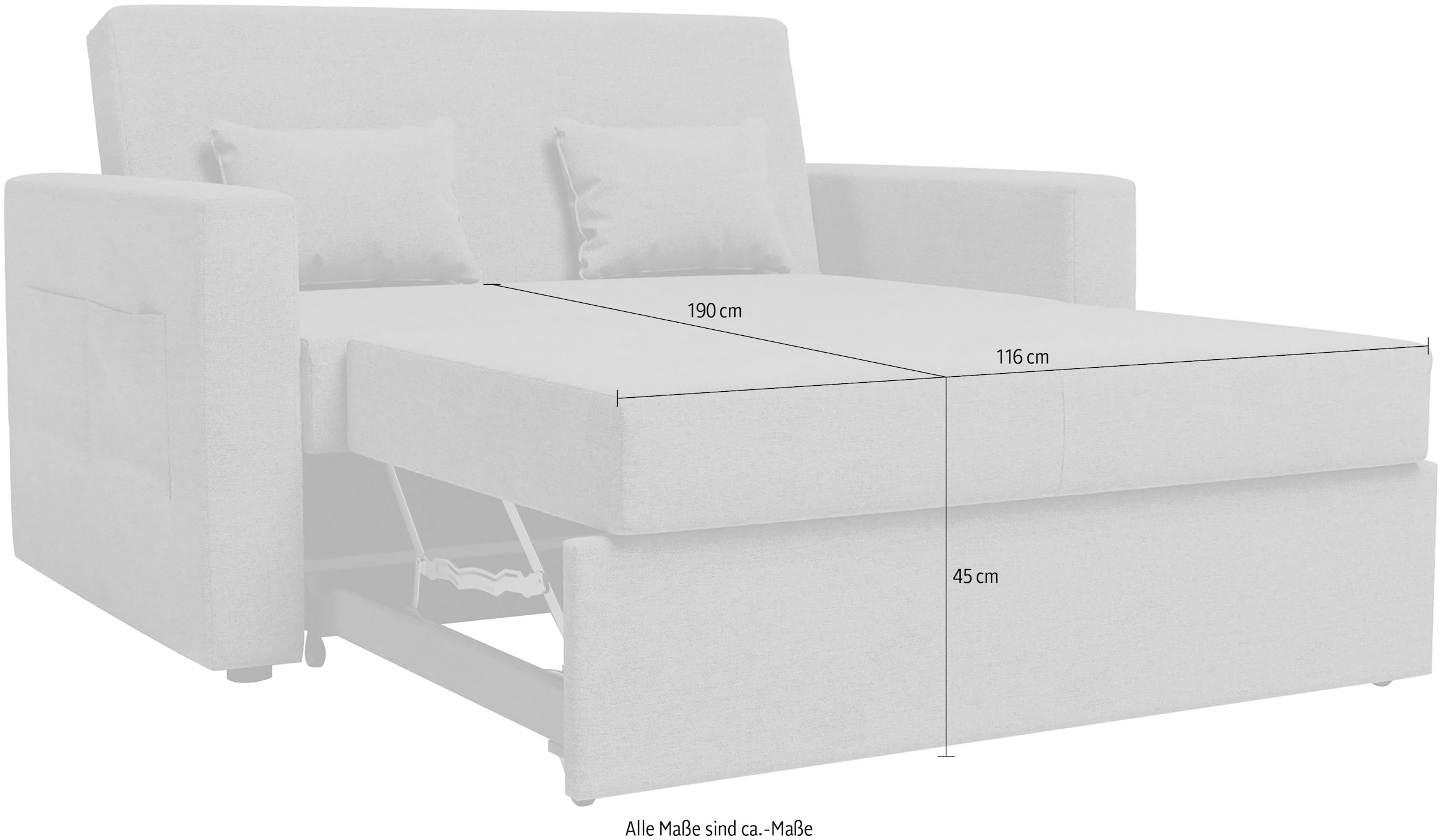 Schlafsofa 2-Sitzer kompaktes | Sofa, bestellen Bettfunktion »Ravena«, INOSIGN BAUR mit