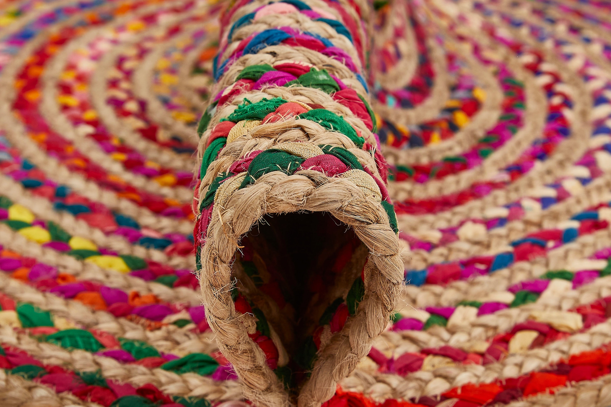 Barbara Becker Teppich »Ethno«, rund, Flachgewebe, handgeflochten, Ø 80 cm, aus Jute & recycelte Baumwolle