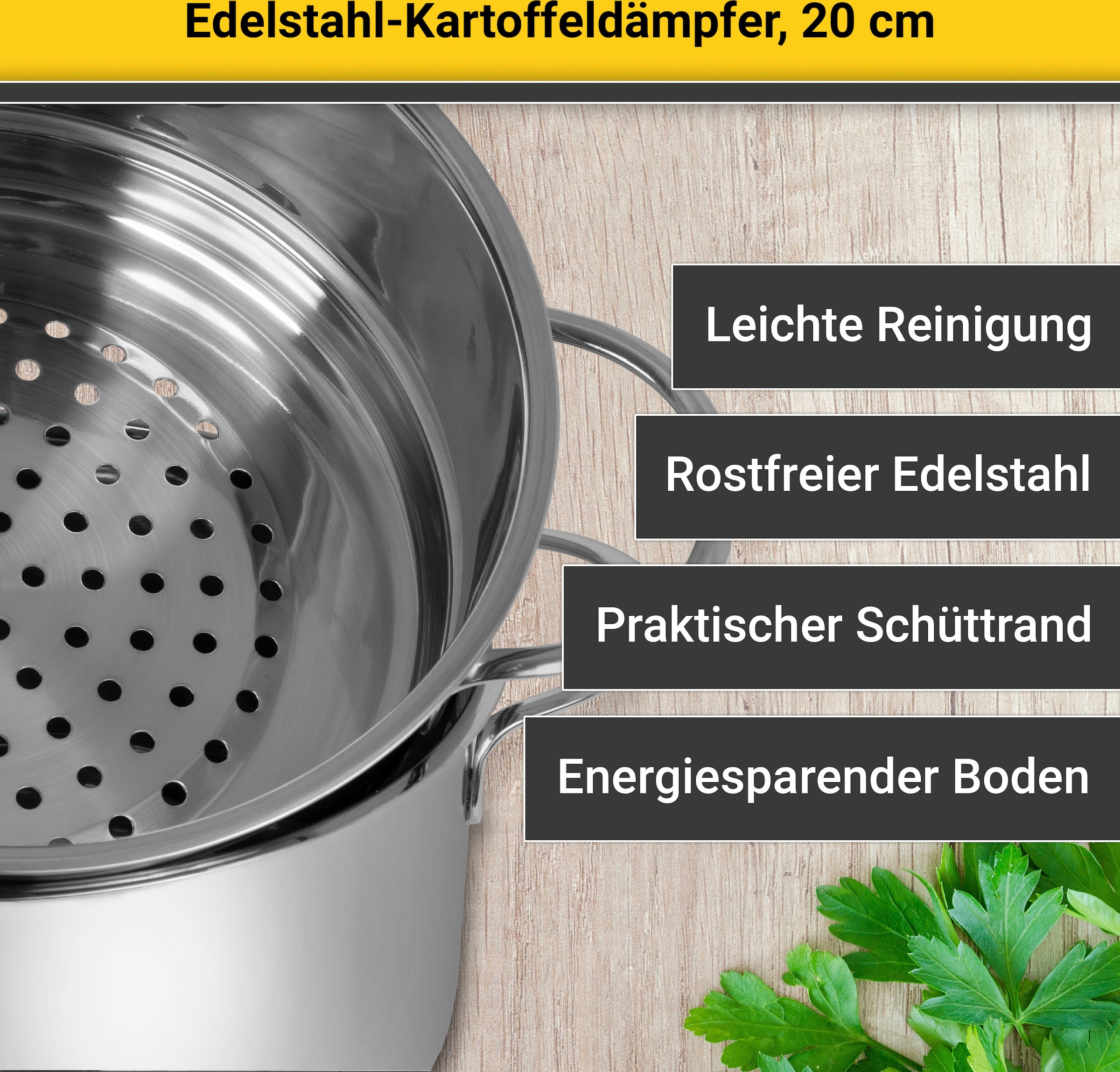 Krüger Dampfgartopf, Edelstahl, (1 tlg.), für Induktions-Kochfelder geeignet