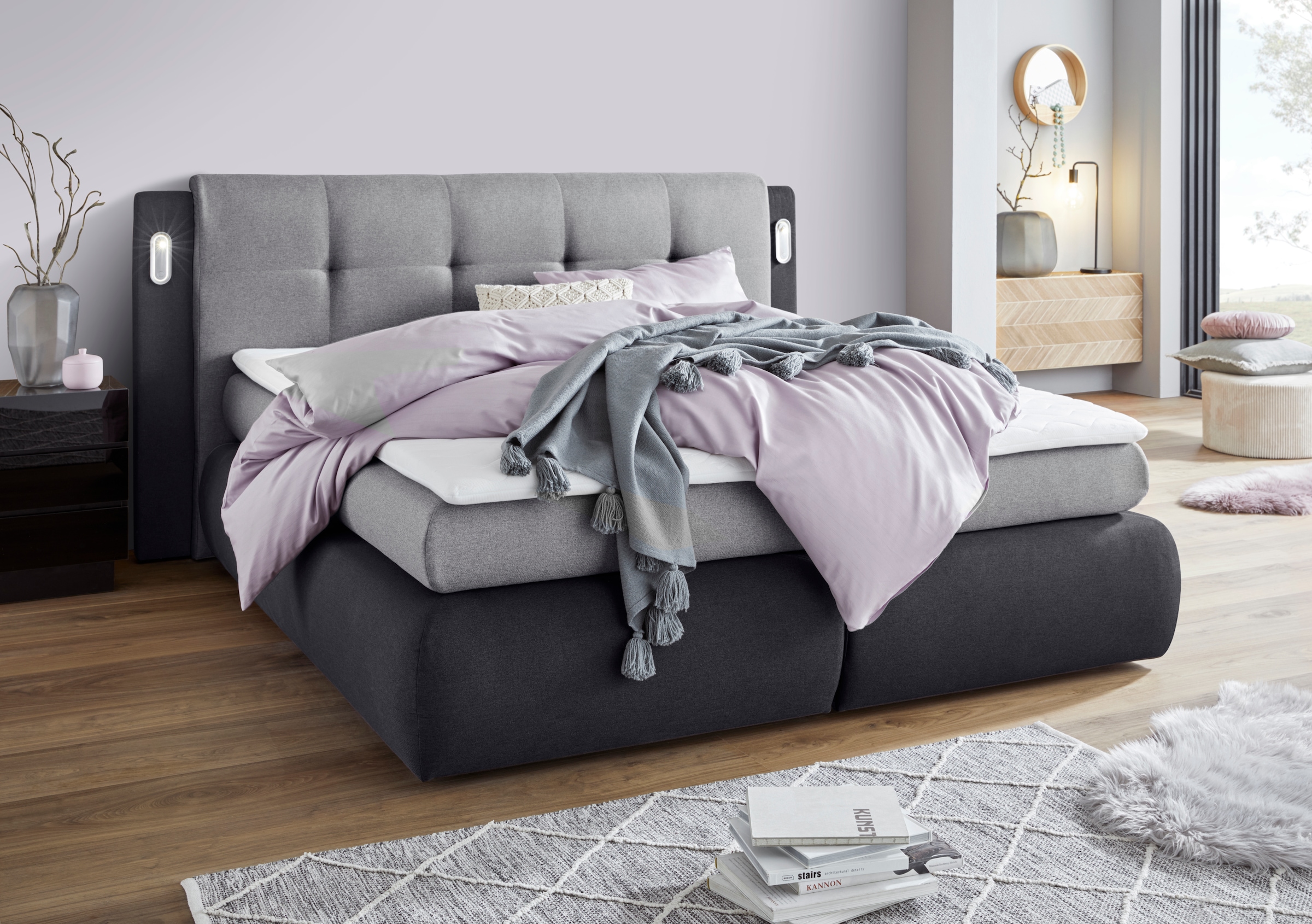 COLLECTION AB Boxspringbett »Borna«, inklusive Bettkasten, LED-Beleuchtung und Topper