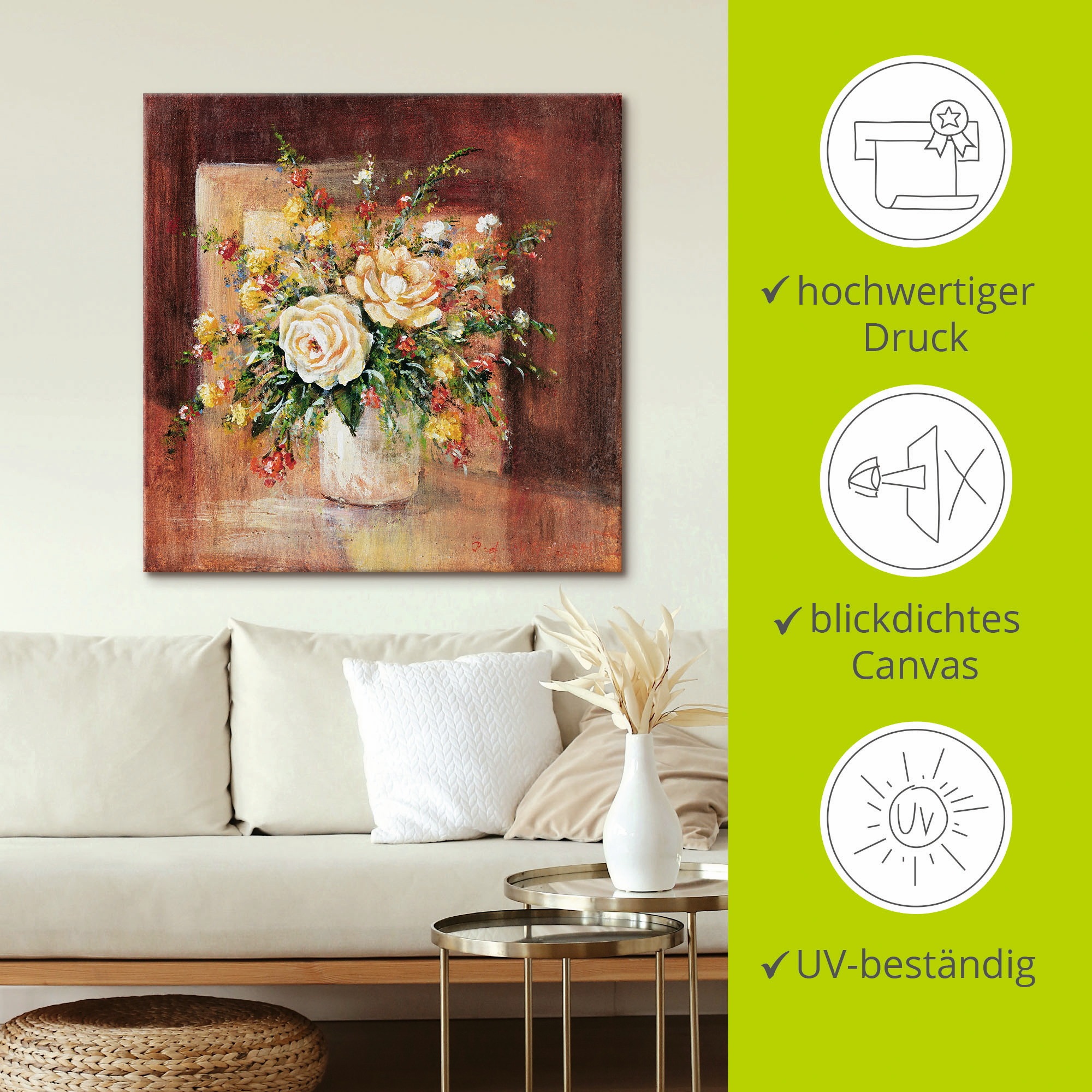 Artland Wandbild »Spanische Blumen II«, Blumen, (1 St.), als Leinwandbild, Wandaufkleber in verschied. Größen