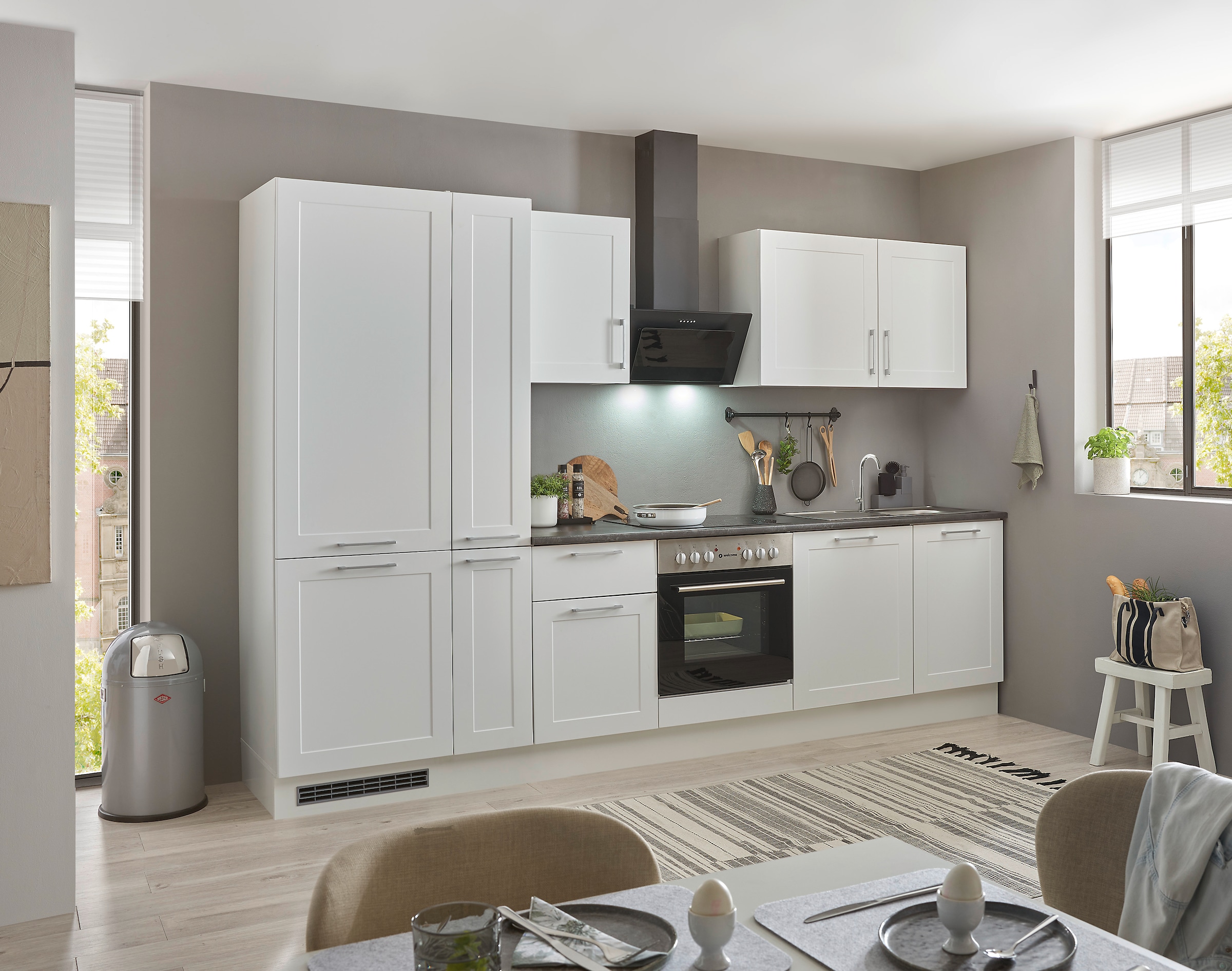 BASIC by Balculina Küchenzeile »Marsi«, Breite 310 cm, wahlweise mit E-Geräten, mit Soft-Close-Funktion