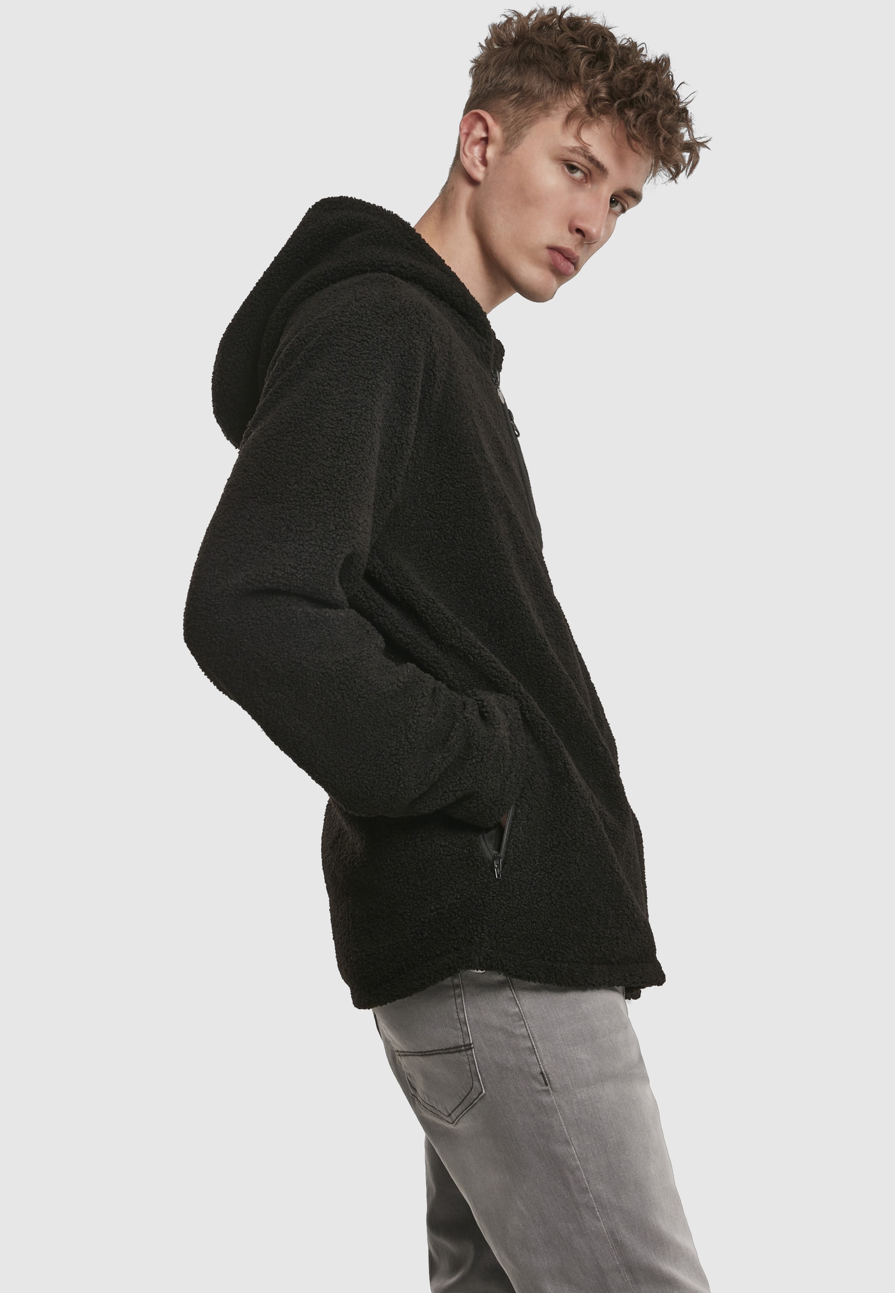 URBAN CLASSICS Kapuzenpullover »Urban Classics Herren Hooded Sherpa Zip Jacket« 1 tlg.