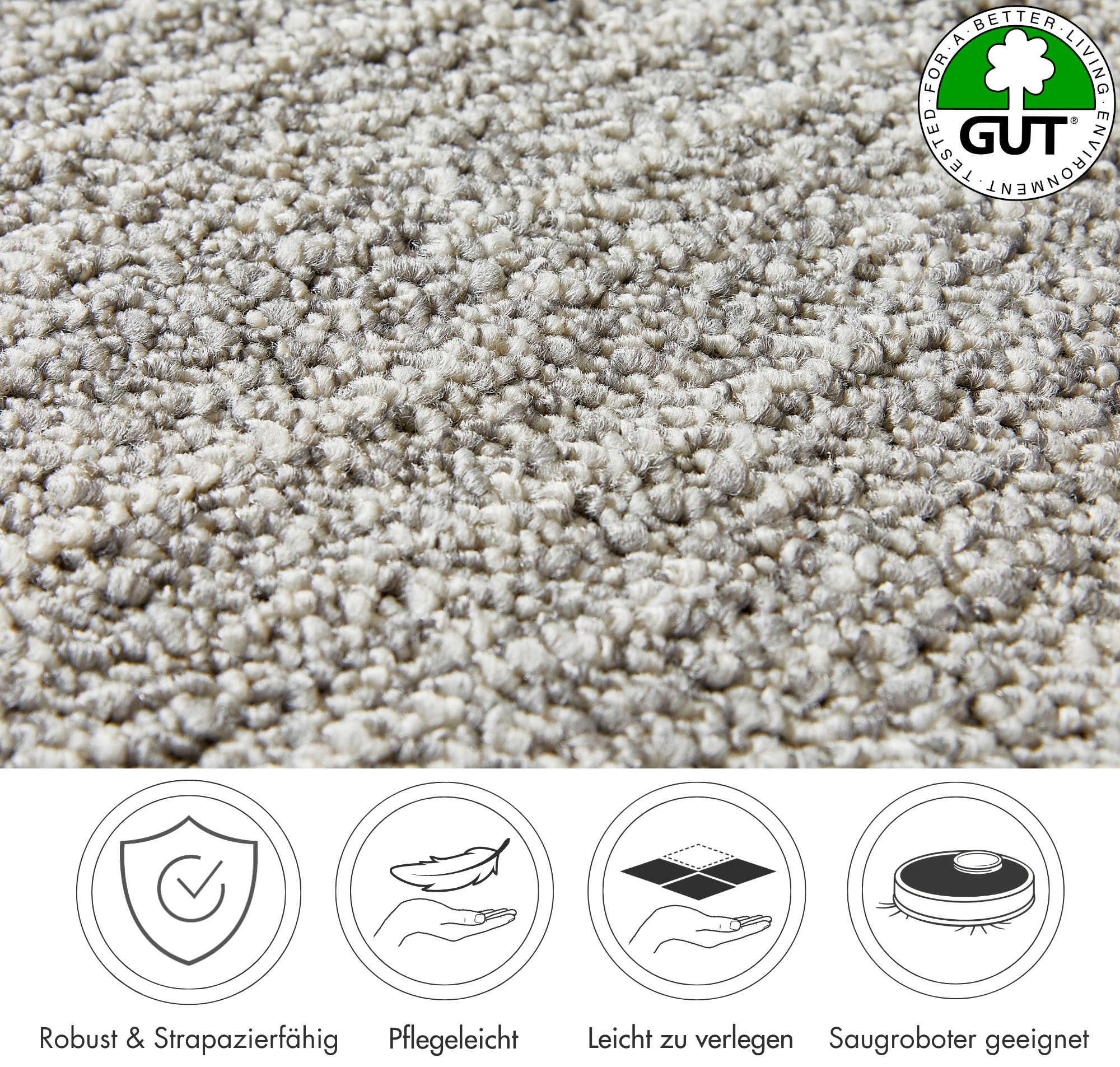 Andiamo Teppichboden »Joe, Schlinge, Made in Netherlands«, rechteckig, 6 mm Höhe, Breite 400 cm, meliert, Wohnzimmer, strapazierfähig & robust
