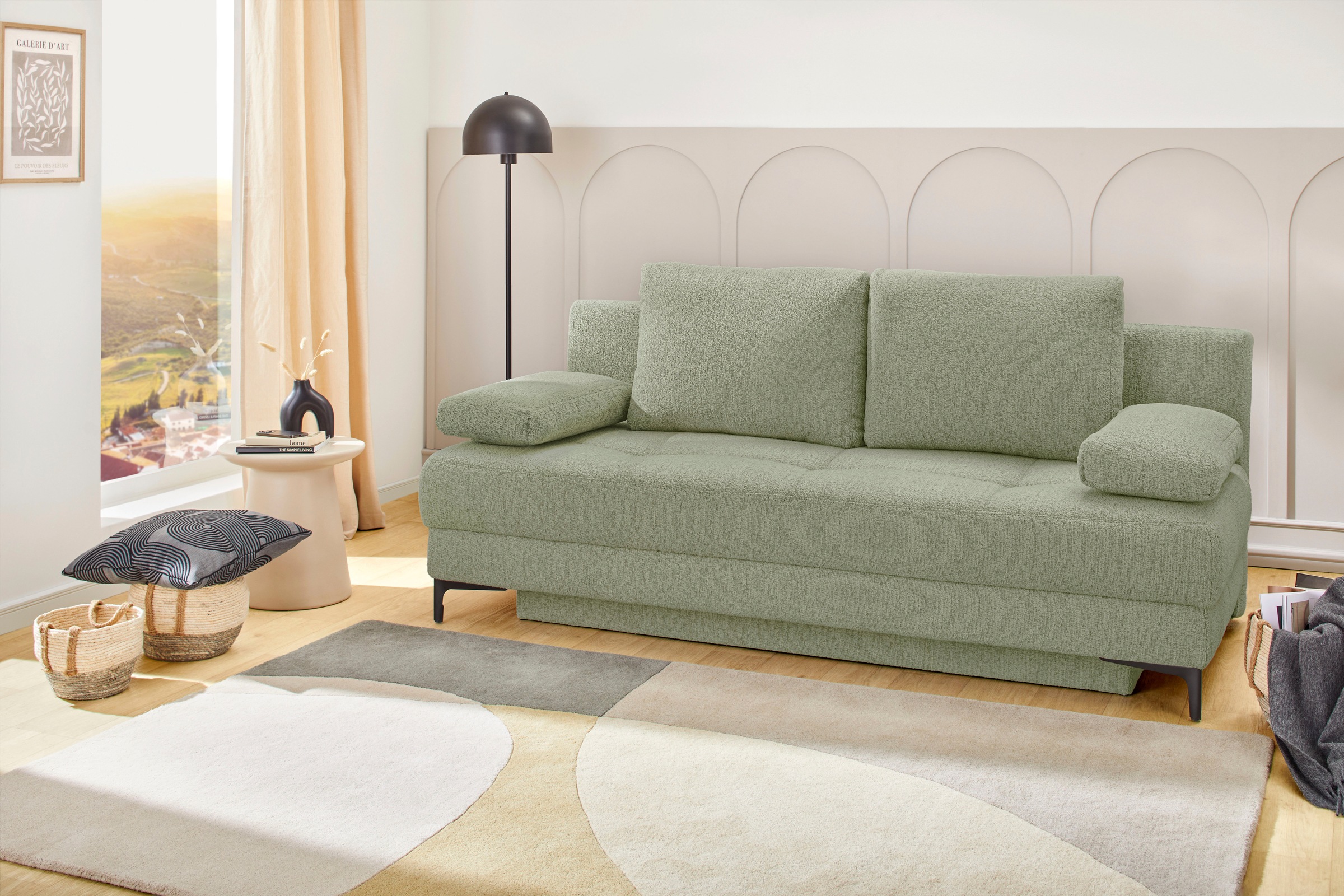 Jockenhöfer Gruppe "Felix, B: 205 cm, Liegefl. 155x201 cm, Dauerschlafsofa, inkl. Topper" inklusive Schlaffunktion und Bettkasten, Federkernpolsterung