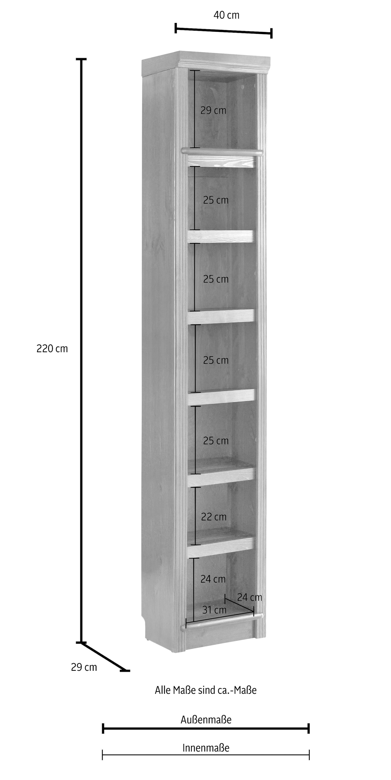 Home affaire Bücherregal »Soeren«, aus massiver Kiefer, in 2 Höhen, Tiefe 29 cm, mit viel Stauraum