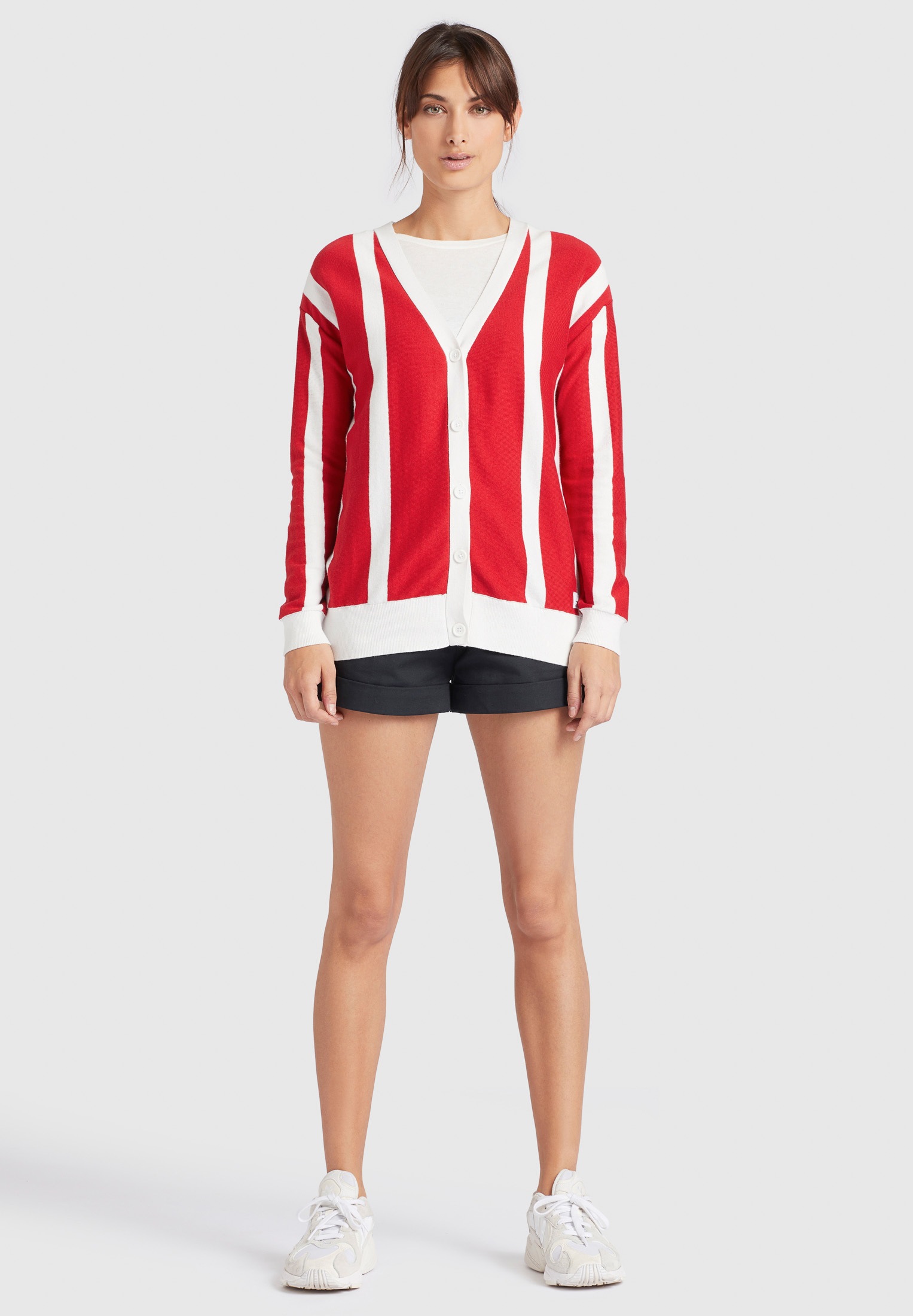 khujo Cardigan »khujo Strickjacke IZABELLA«, aus gestreiftem Feinstrick im Loose Fit