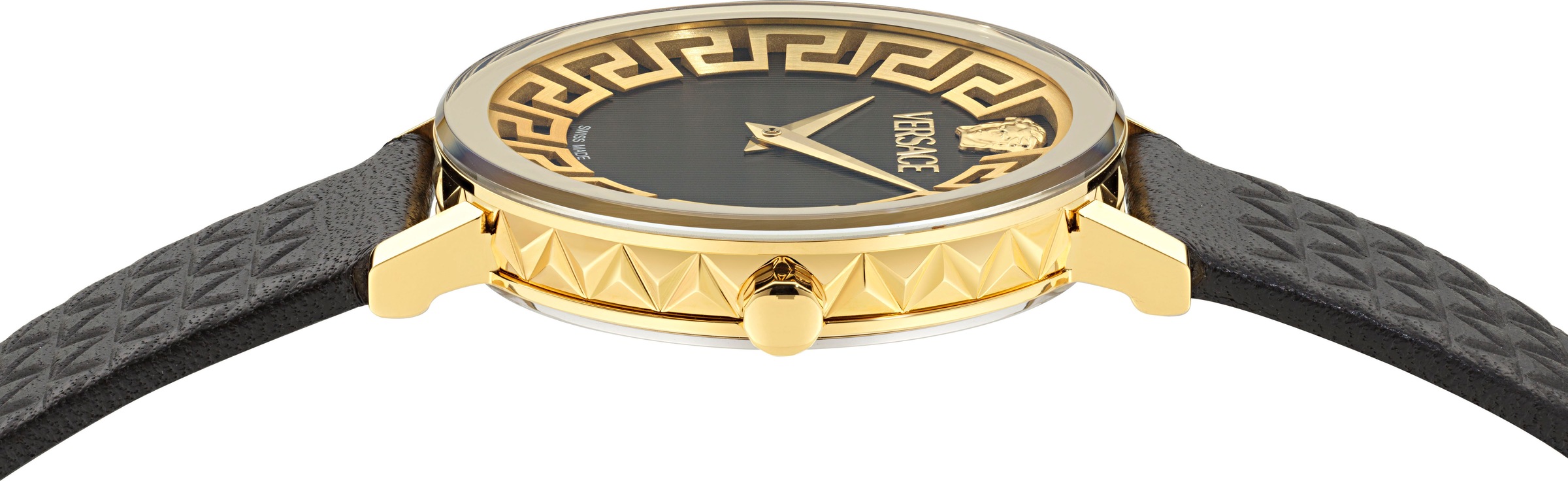 Versace Quarzuhr »VERSACE DAEDALUS«, Armbanduhr, Damenuhr, Swiss Made, Lederarmband, analog, Saphirglas
