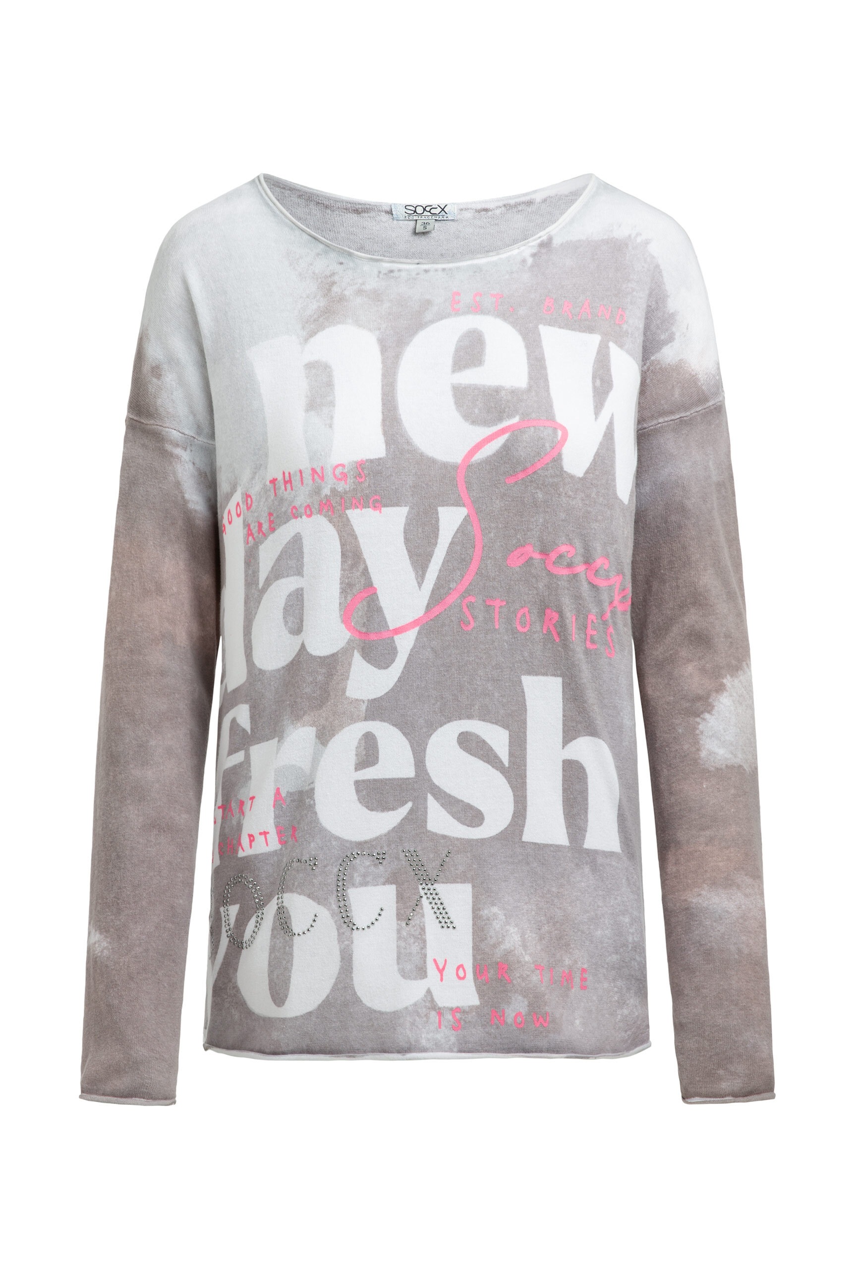 SOCCX Rundhalspullover aus Feinstrick mit Rollsaum