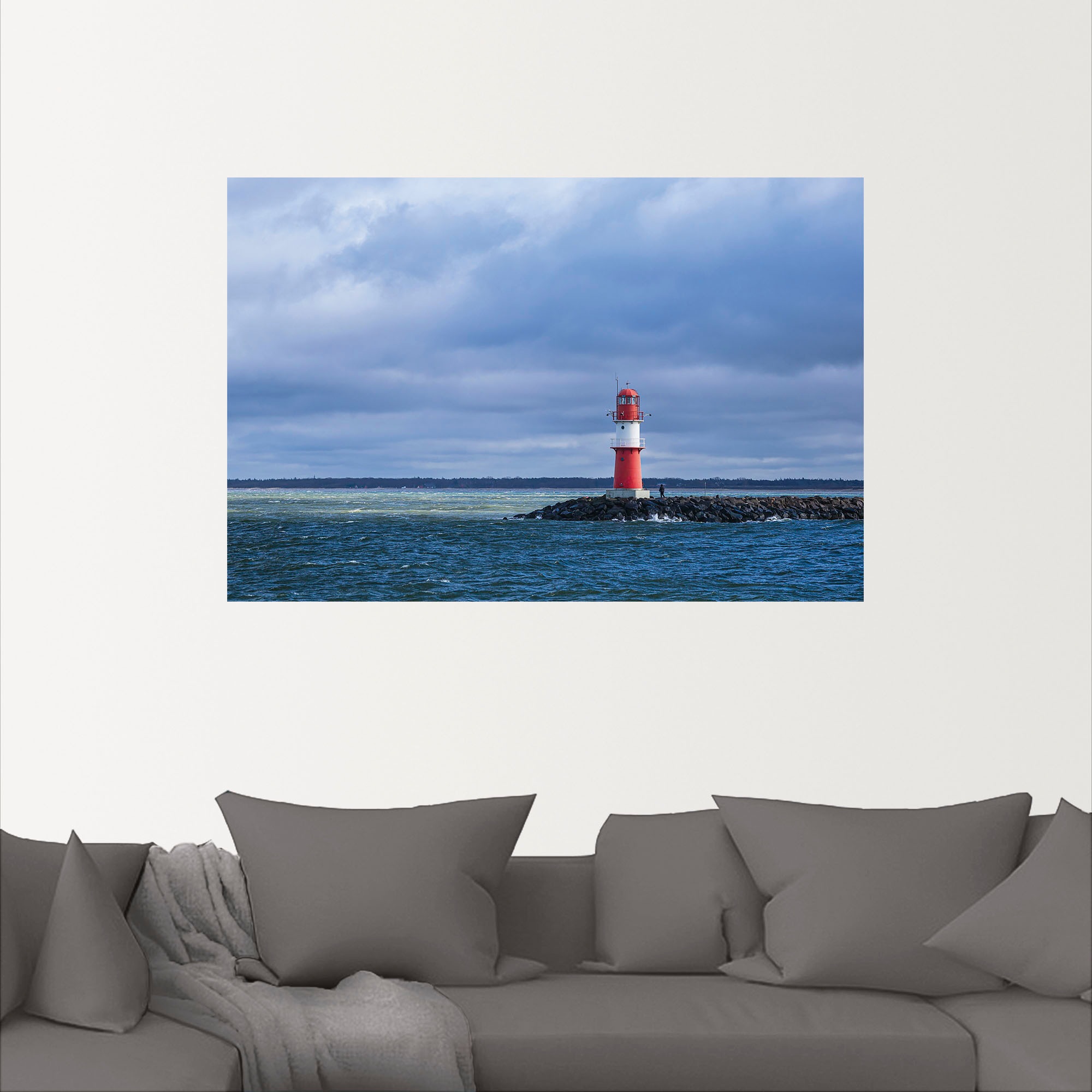 Artland Wandbild »Mole an der Ostseeküste in Warnemünde«, Gewässer, (1 St.), als Alubild, Leinwandbild, Wandaufkleber oder Poster in versch. Größen