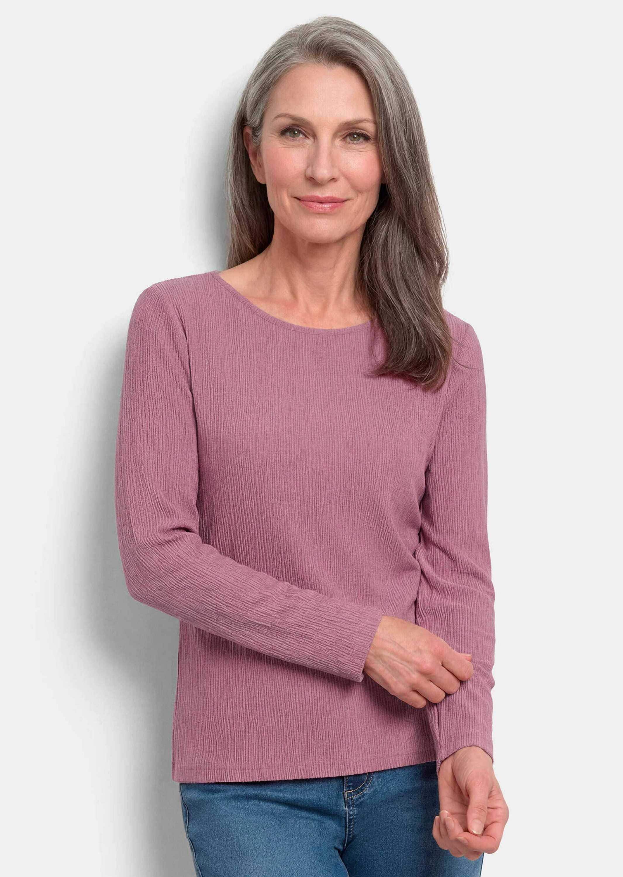 GOLDNER Langarmshirt »Langarm Melange Jersey-Oberteil« U-Boot-Ausschnitt
