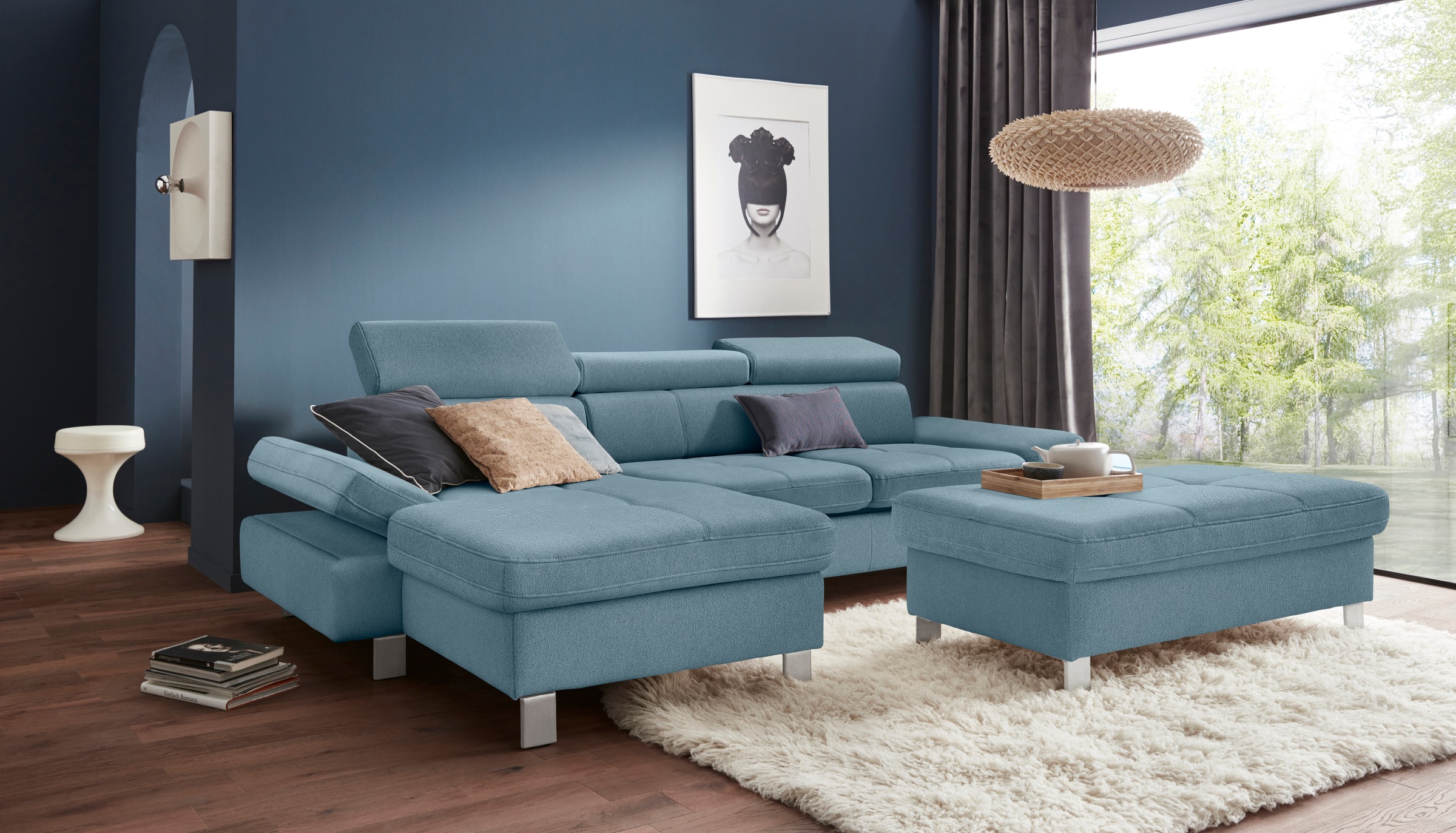 exxpo - sofa fashion Ecksofa »Fiji, hochwertige Detailverarbeitung im Sitz und Rücken, L-Form«, bequem durch Kopf- und Armteilverstellung, wahlweise mit Bettfunktion