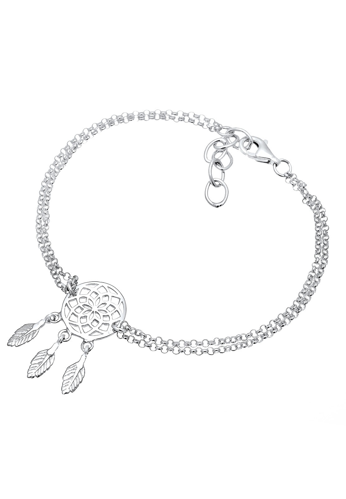 Elli Armkette »Armband Boho Traumfänger Feder 925 Sterling Silber«