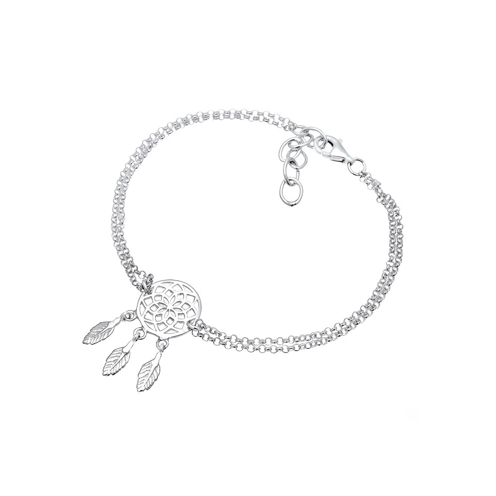 Elli Armband »Boho Traumfänger Feder 925 Sterling Silber«