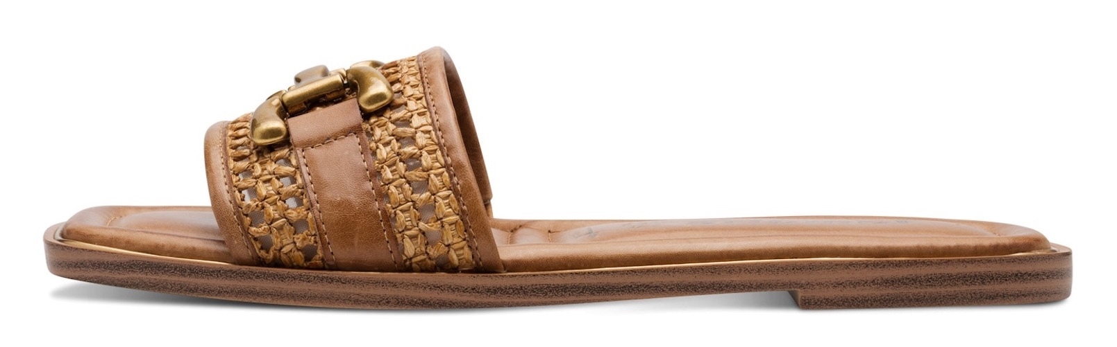 Tamaris Pantolette, Blockabsatz, Sommerschuh, Schlupfschuh mit edlem Schmuckelement
