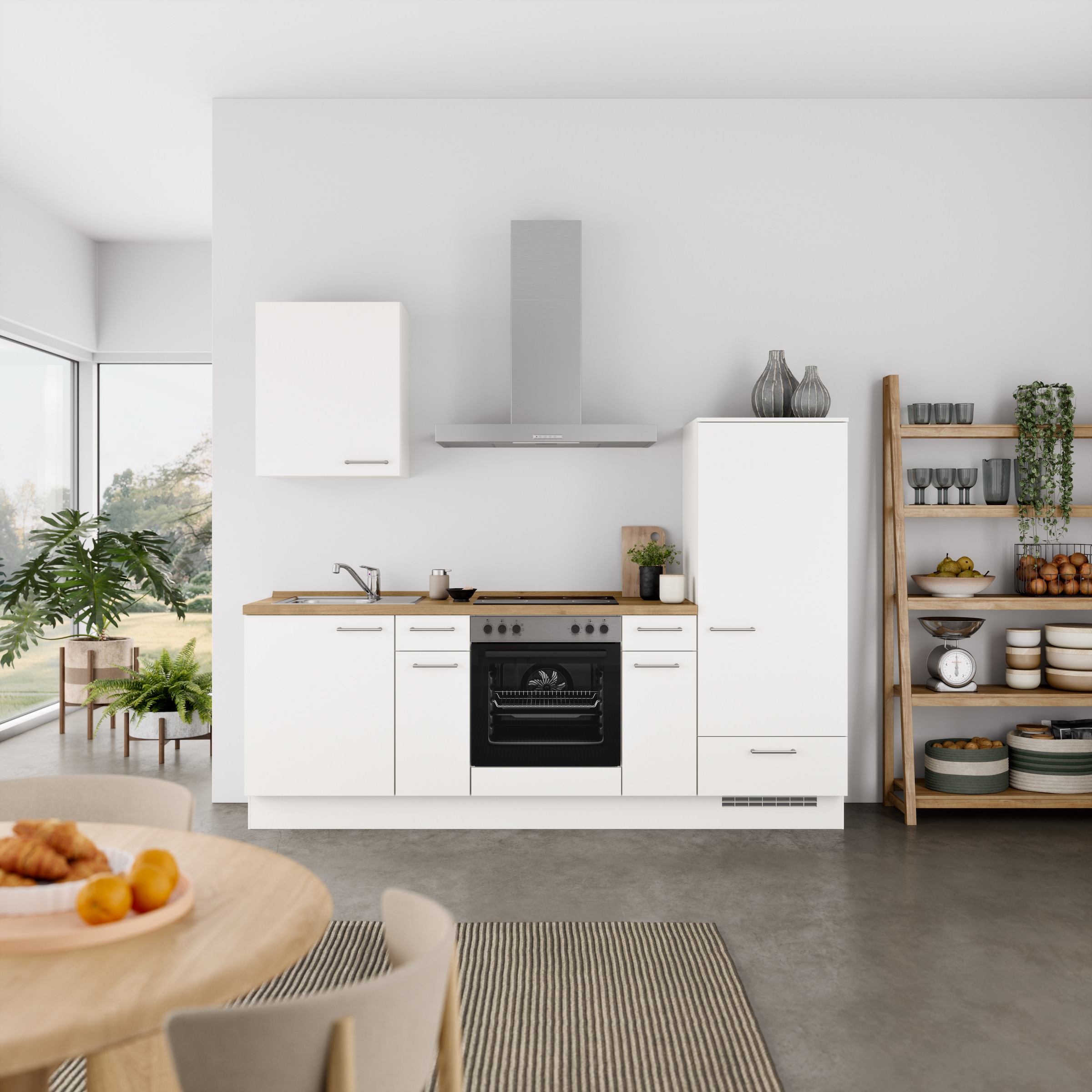 nobilia® Küchenzeile »"Laser I", Ausrichtung wählbar, Breite 240 cm« vormontiert, wahlw. mit unterschiedlichen E-Geräten-Sets