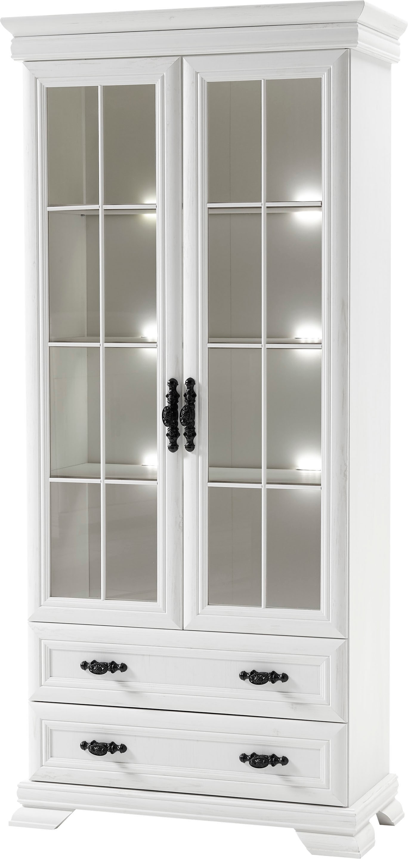 OTTO home Vitrine "Royal, Standvitrine, eleganter Vitrinenschrank, Glasvitrine" im Laushausstil, ausreichend Stauraum, Metallgriffe, 192 cm hoch
