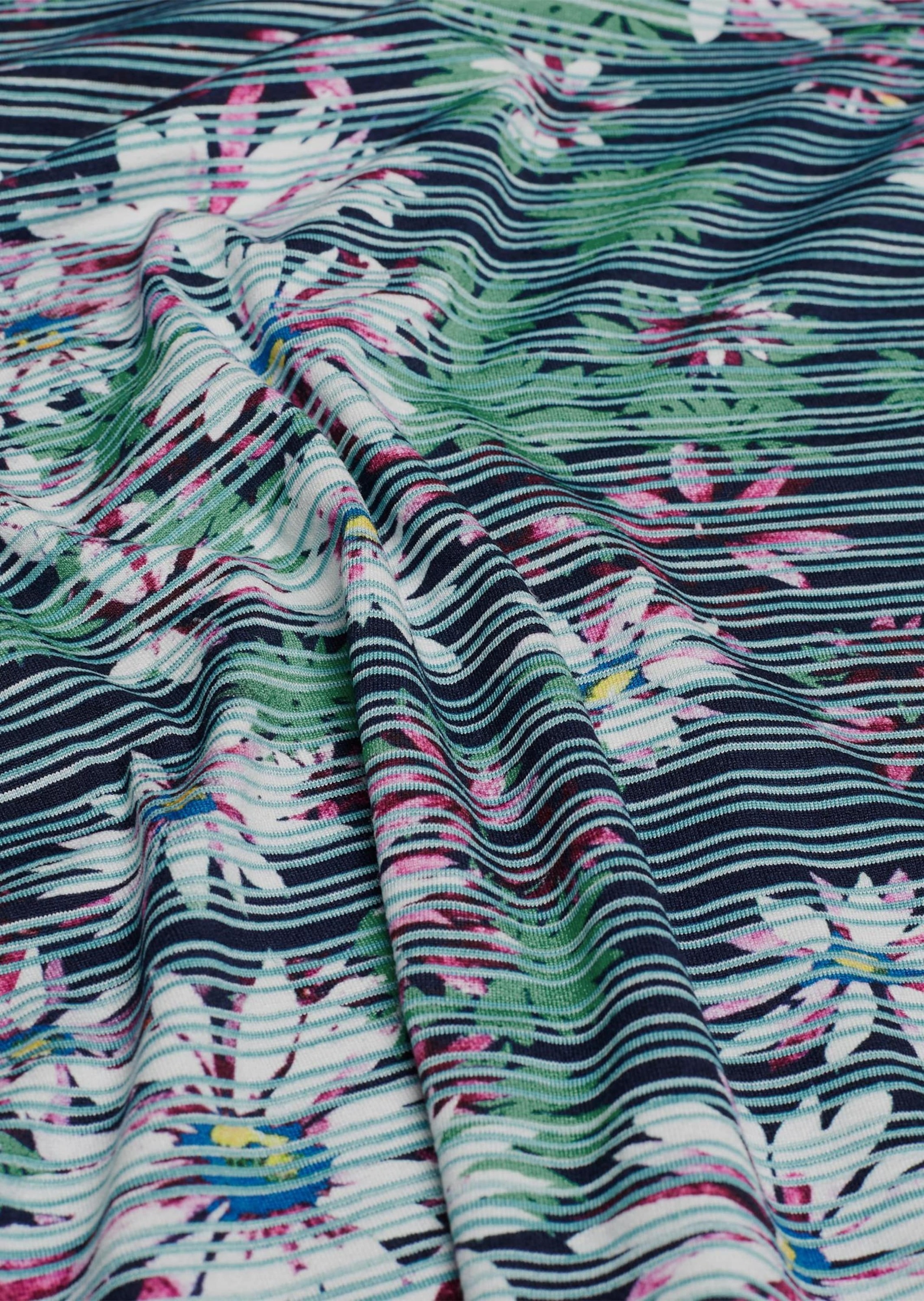 GOLDNER Print-Shirt »Kurzgröße Druckshirt in Blumen-Ringeloptik« Vielseitig kombinierbar