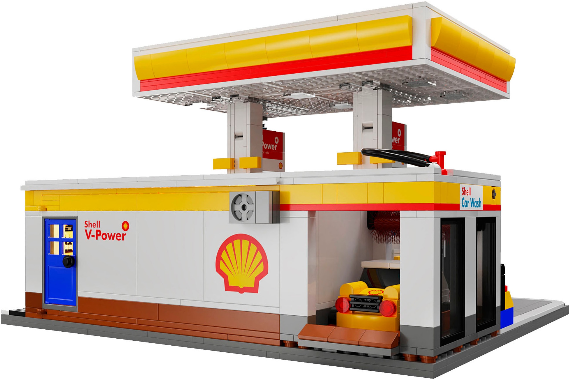 Jamara Konstruktions-Spielset »CaDA, Shell Tankstelle mit Shop und Waschanlage Bricks«, (1309 St.), mit LED Licht