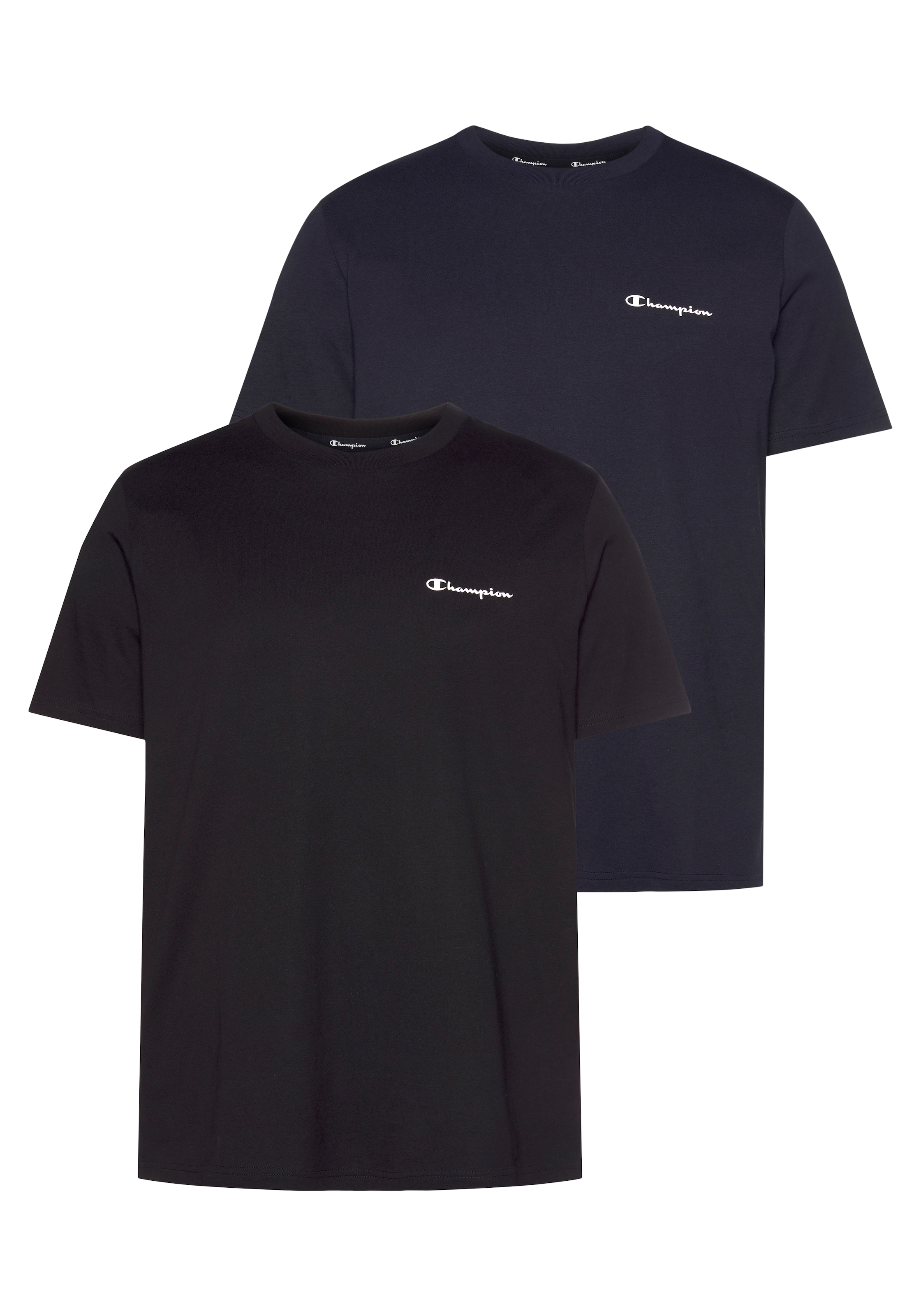 Champion T-Shirt Packung, 2er-Pack, 2er-Pack, mit Rundhalsausschnitt, Kurzarm-Design, aus Baumwolle