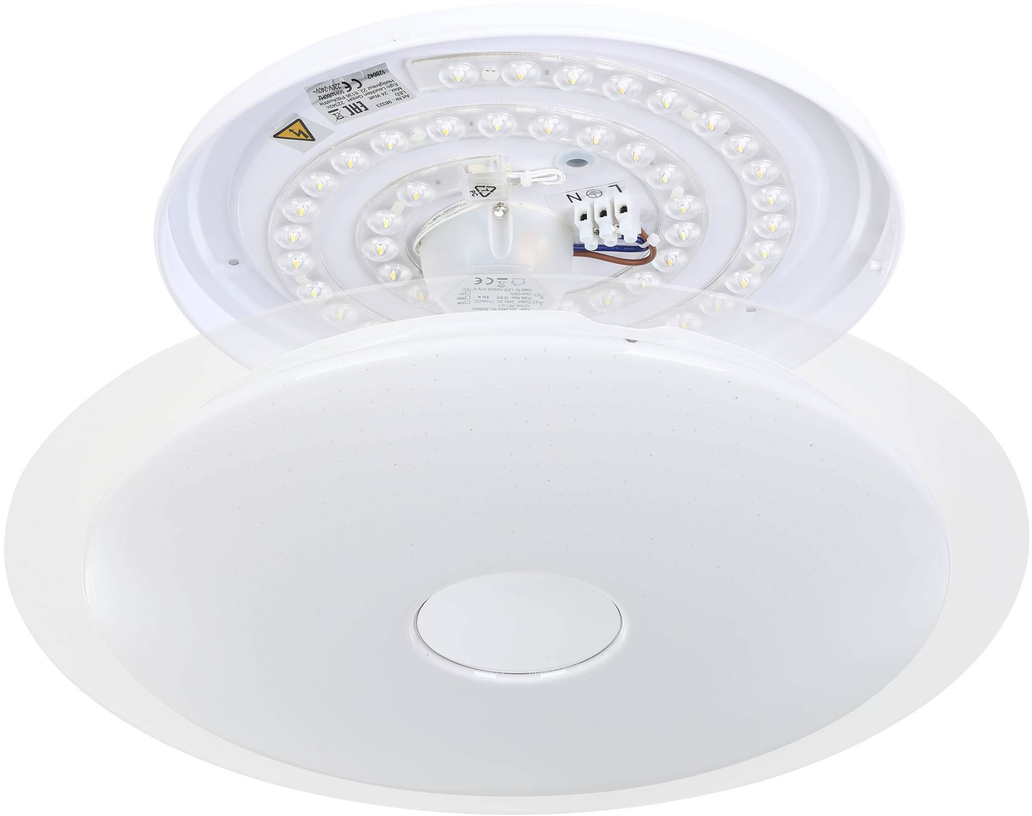 EGLO Deckenleuchte »Lanciano 1 Deckenlampe, Stahl und Kunststoff, Kristall-Effekt, Lampe« LED-Modul 1 Stk. Kaltweiß | Neutralweiß | Warmweiß mit Kristall-Effekt, Fernbedienung, CCT, Nachtlicht, dimmbar, Ø40cm