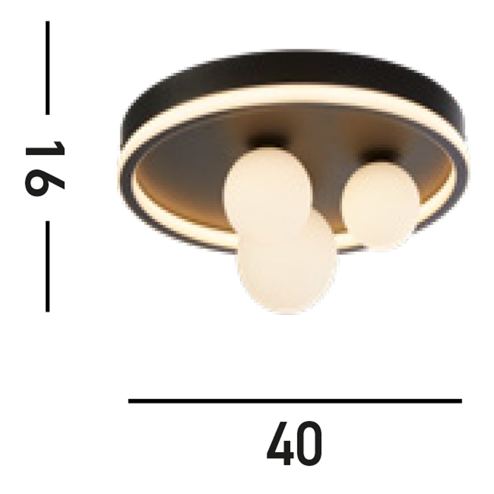 Searchlight Deckenleuchte »Trident 3Lt LED Flush, Black Metal and Opal Glass Balls« LED-Modul 1 Stk. Warmweiß