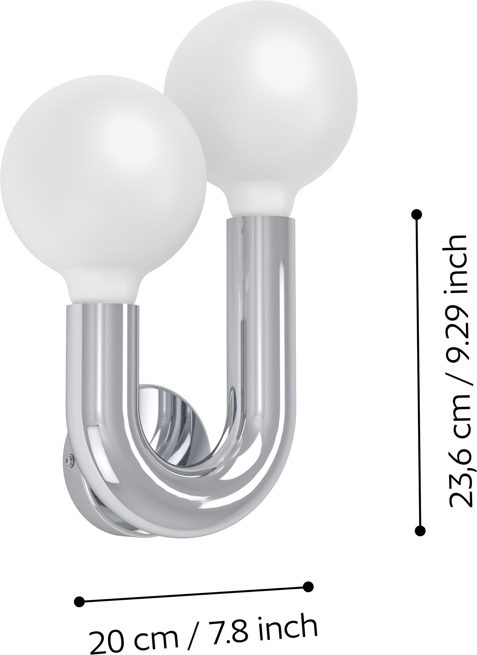 EGLO Wandleuchte »MELLILI« E27 1 Stk. Wandlampe, Lampe, Flur, Wohnzimmer, chrom  H:23,6 cm