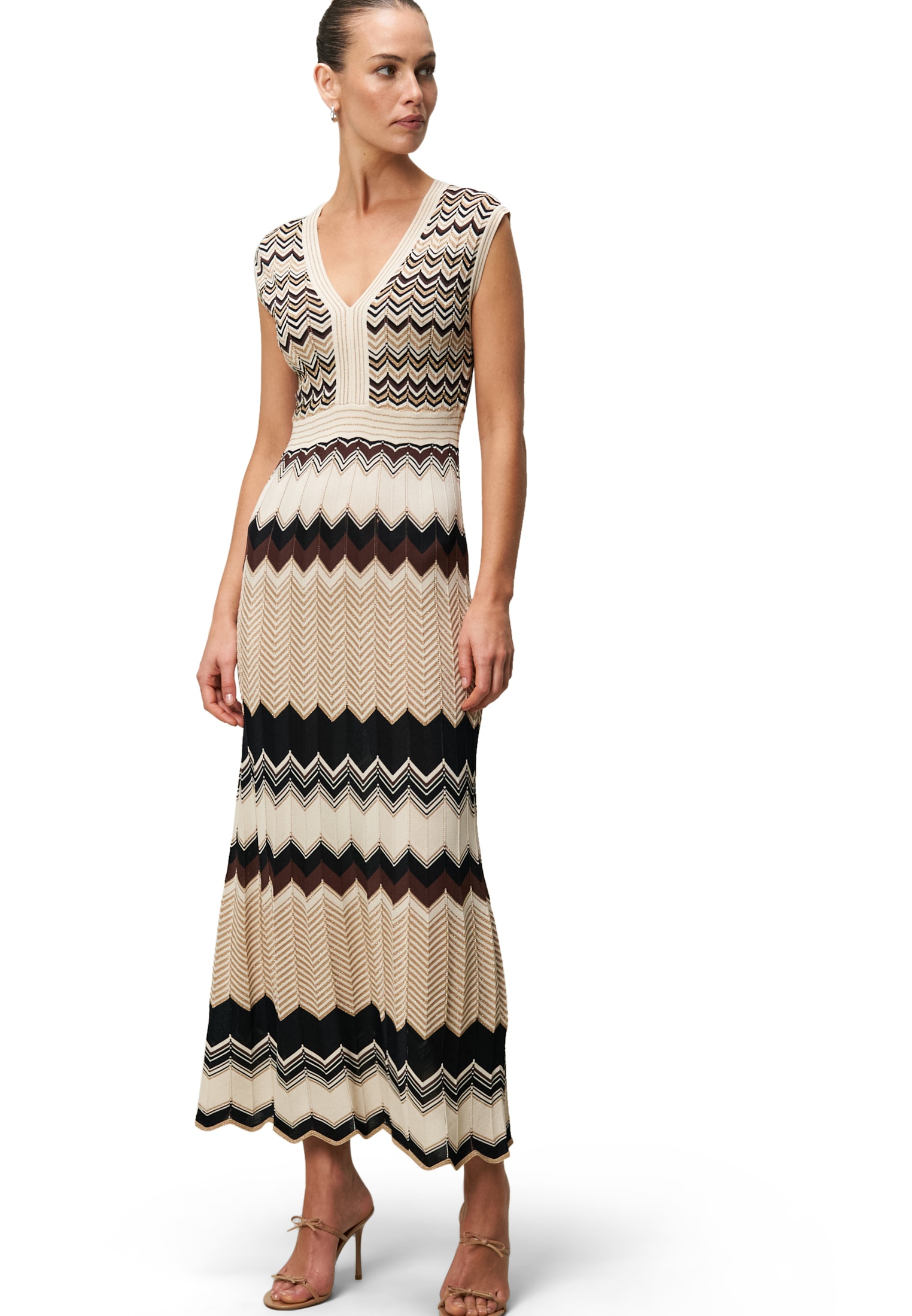 Zero Strickkleid »zero Strickkleid mit Zickzackmuster«, Falten