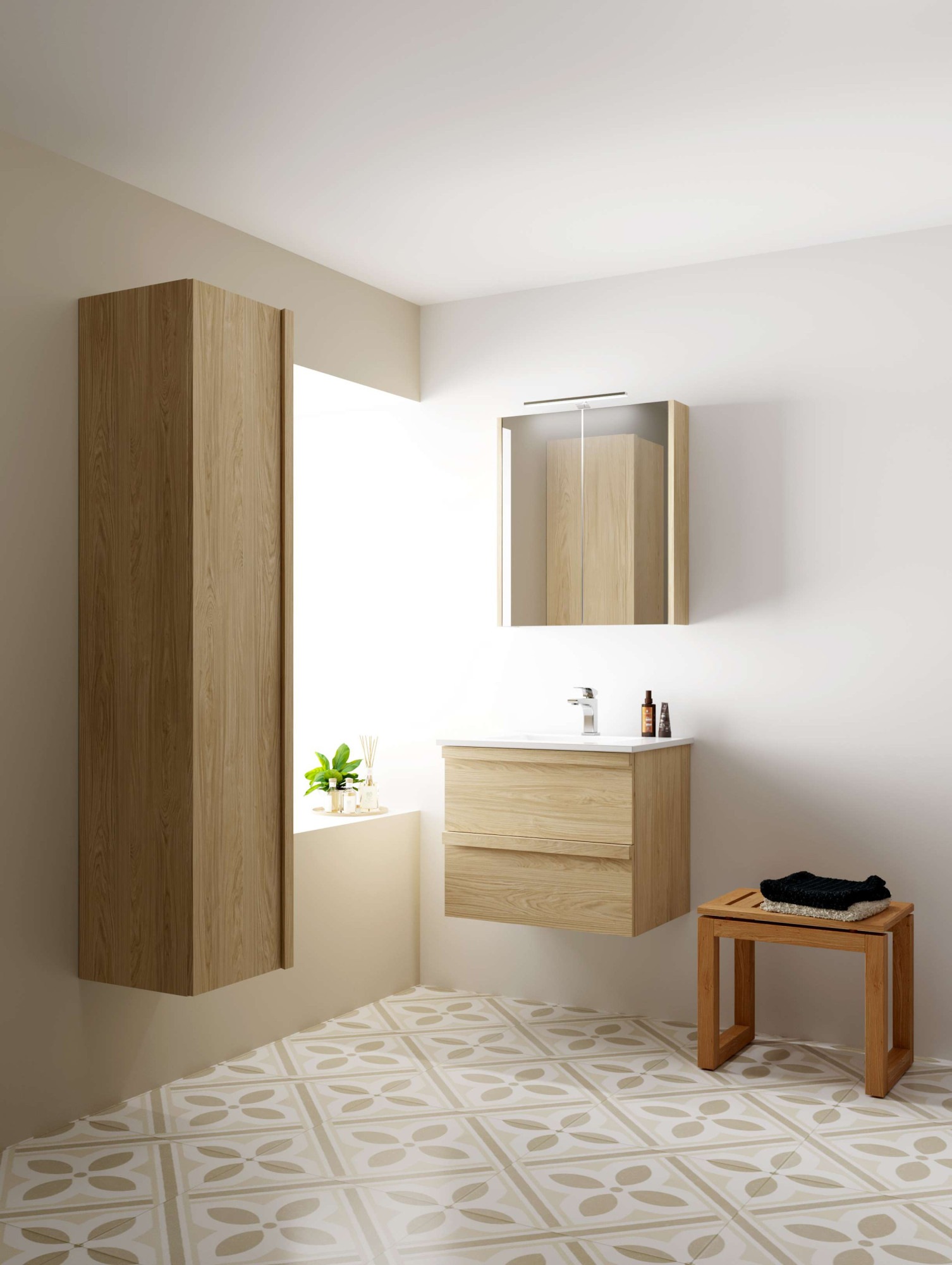 welltime Hochschrank »Pure Badezimmerschrank«, Breite 35 cm, Höhe 160 cm, mit Soft-Close-Funktion, FSC® zertifiziert