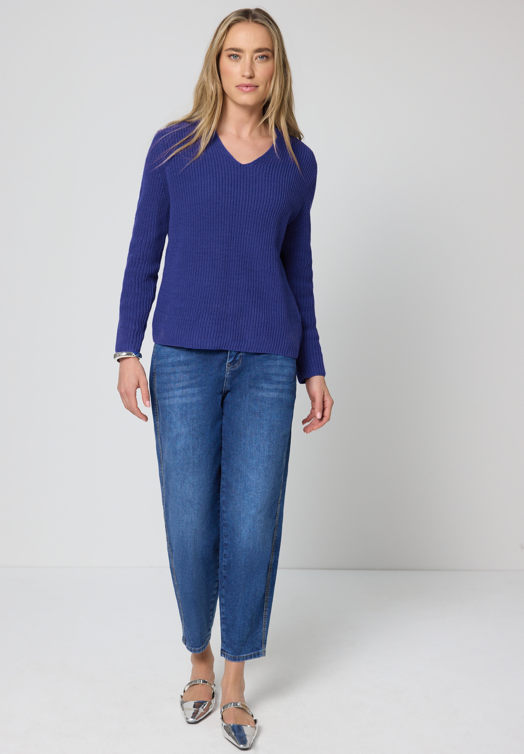 STREET ONE V-Ausschnitt-Pullover im soften Baumwoll-Mix