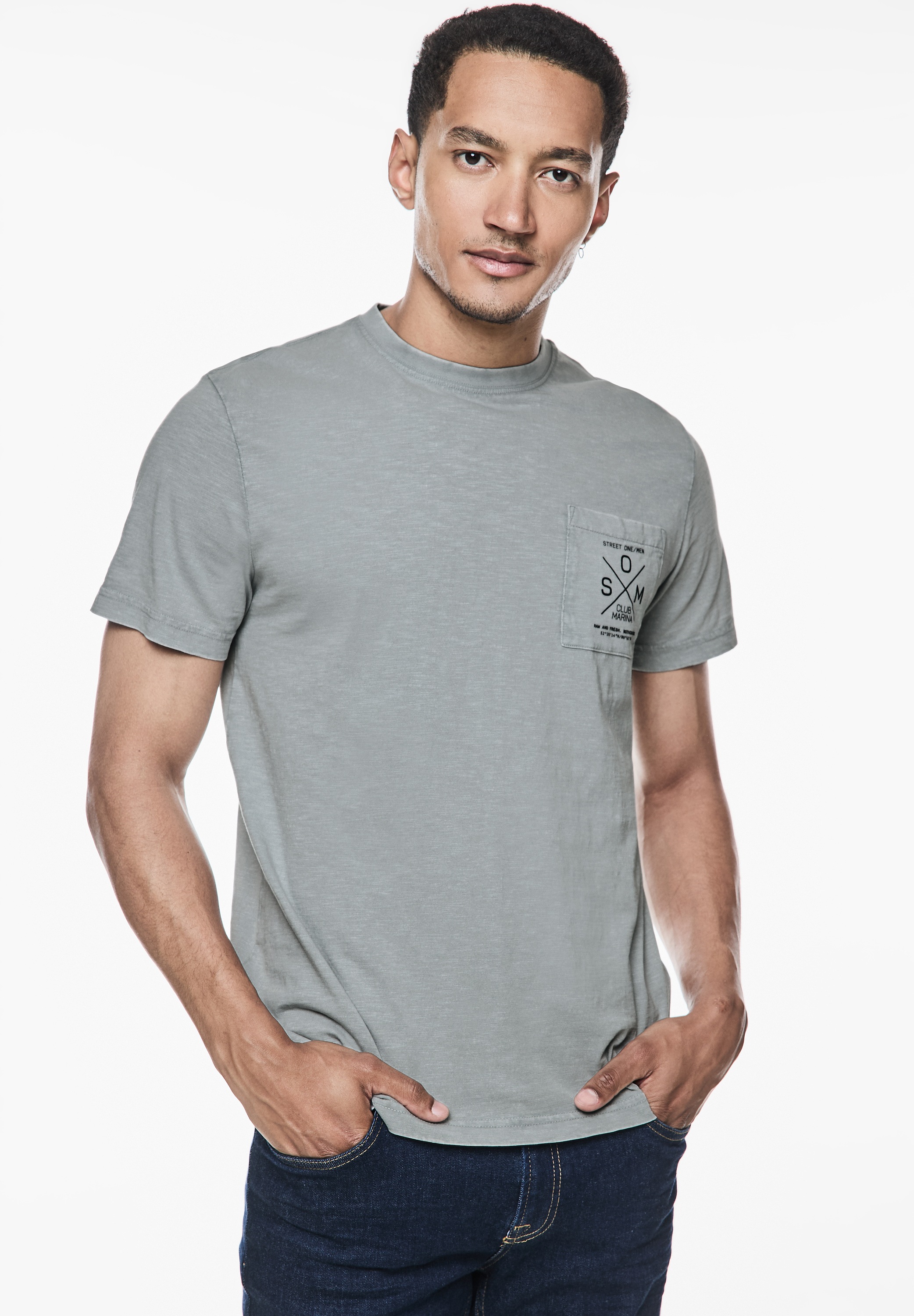 STREET ONE MEN T-Shirt, mit Brusttasche