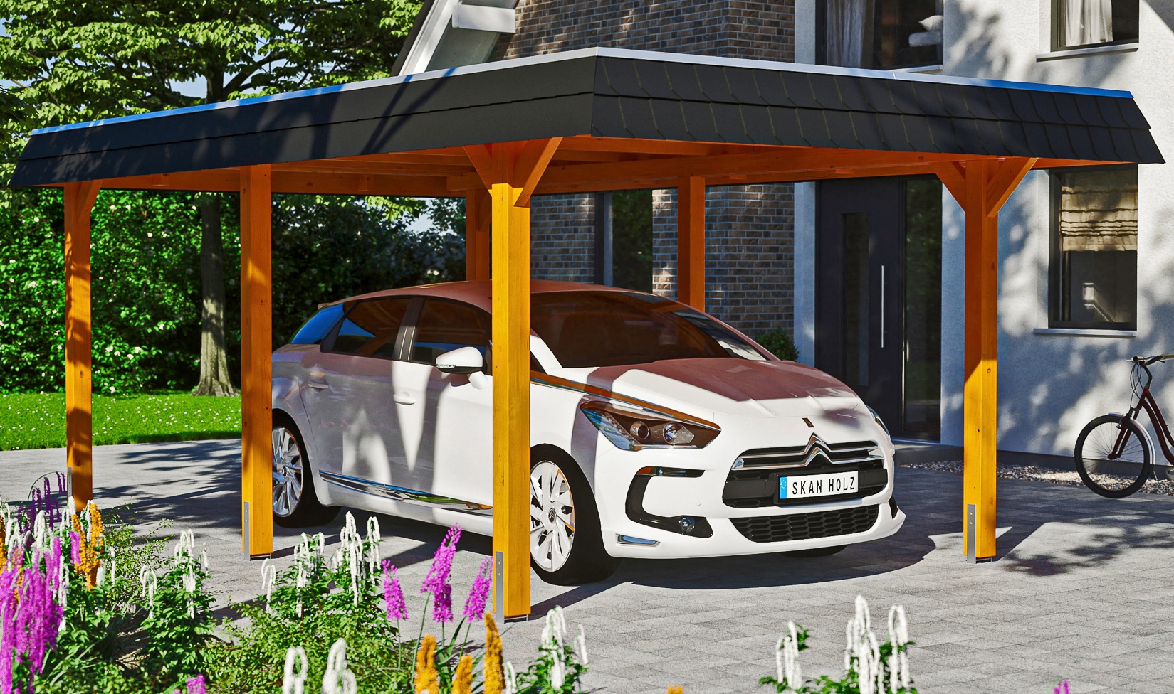 Skanholz Einzelcarport "Wendland" Leimholz 291 cm hellbraun