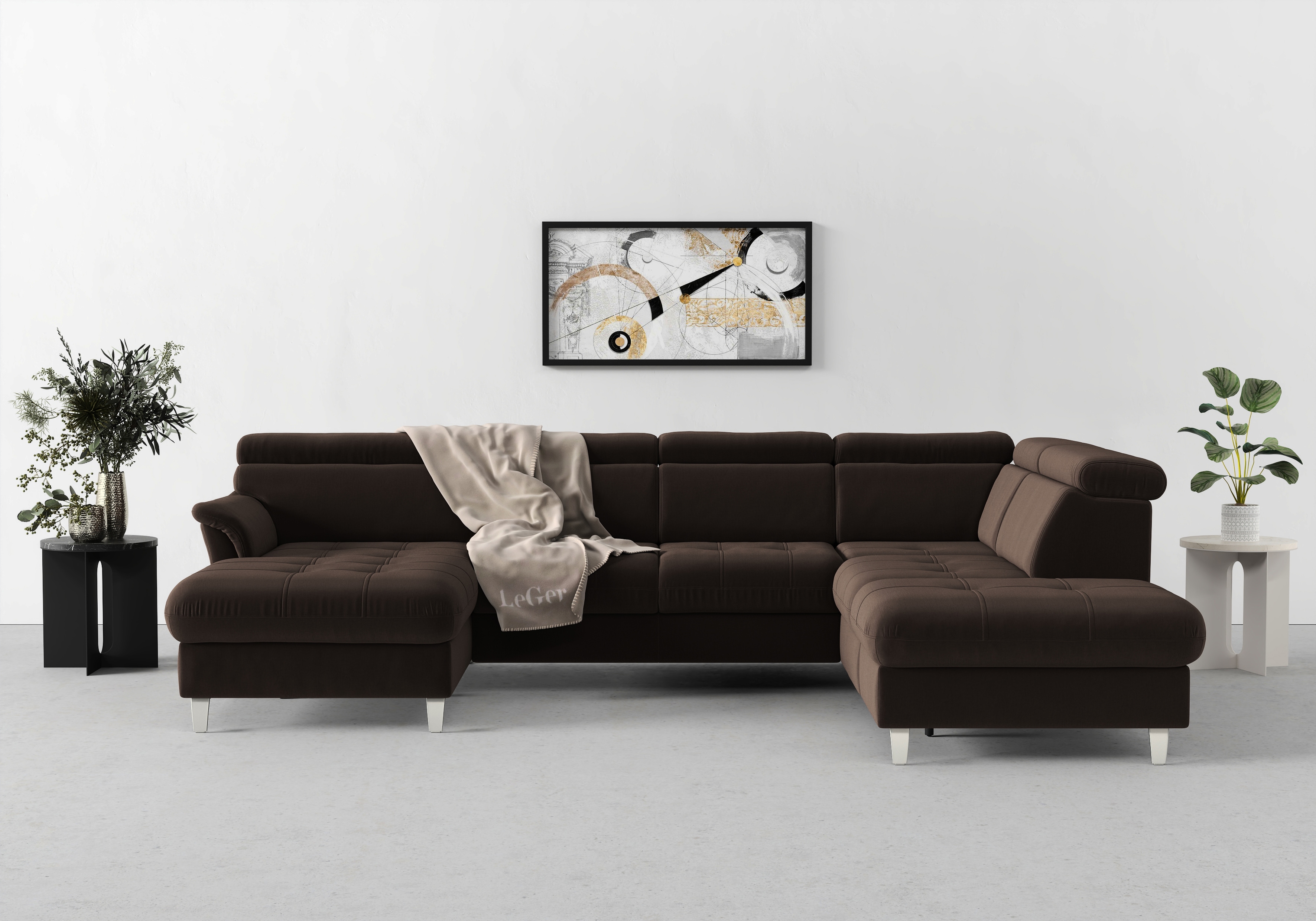 sit&more Wohnlandschaft "Marano U-Form" inklusive Kopfteilverstellung, optional Schlaffunktion & Bettkasten