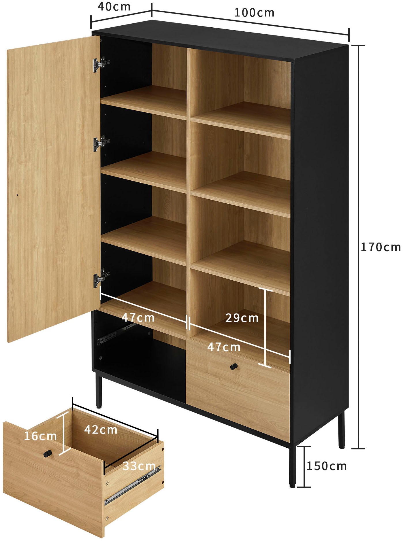 OTTO home Highboard »Tayler«, pflegeleichte Melaminoberfläche, Metallgestell, Breite 100 cm