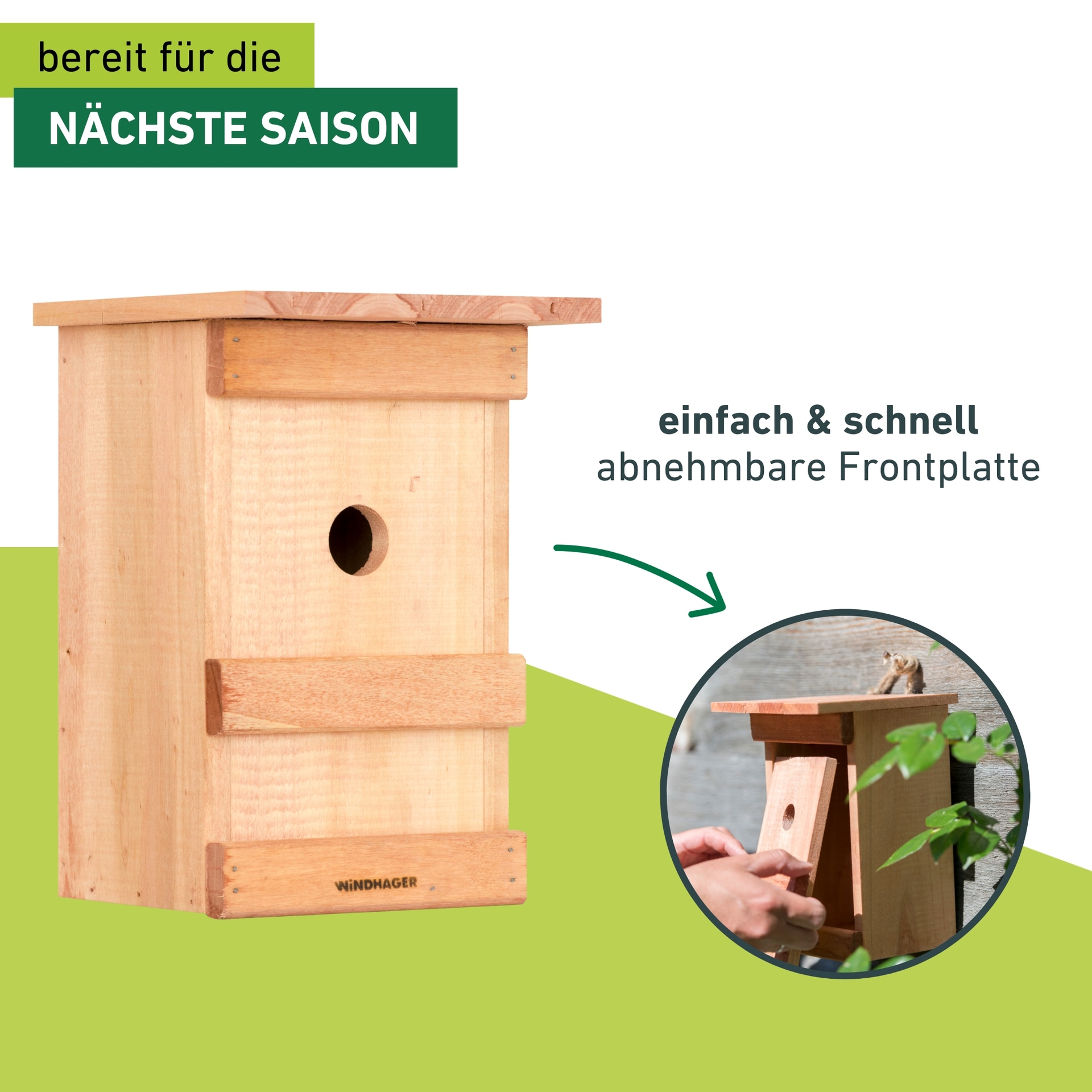 Windhager Vogelhaus »Nistkasten Birdy, Nistbox aus Massivholz« Vogelhaus inkl. Aufhängung, 24,5x17x17 cm