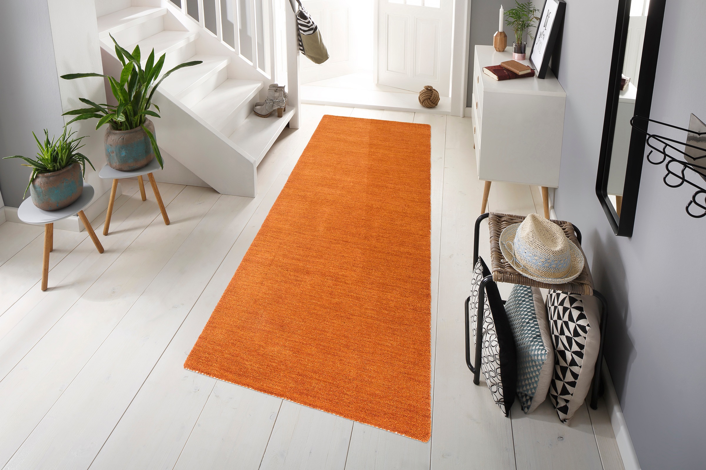 THEKO Läufer "Gabbeh Uni, Handgefertigt, Teppich, meliert, reine Wolle," re günstig online kaufen