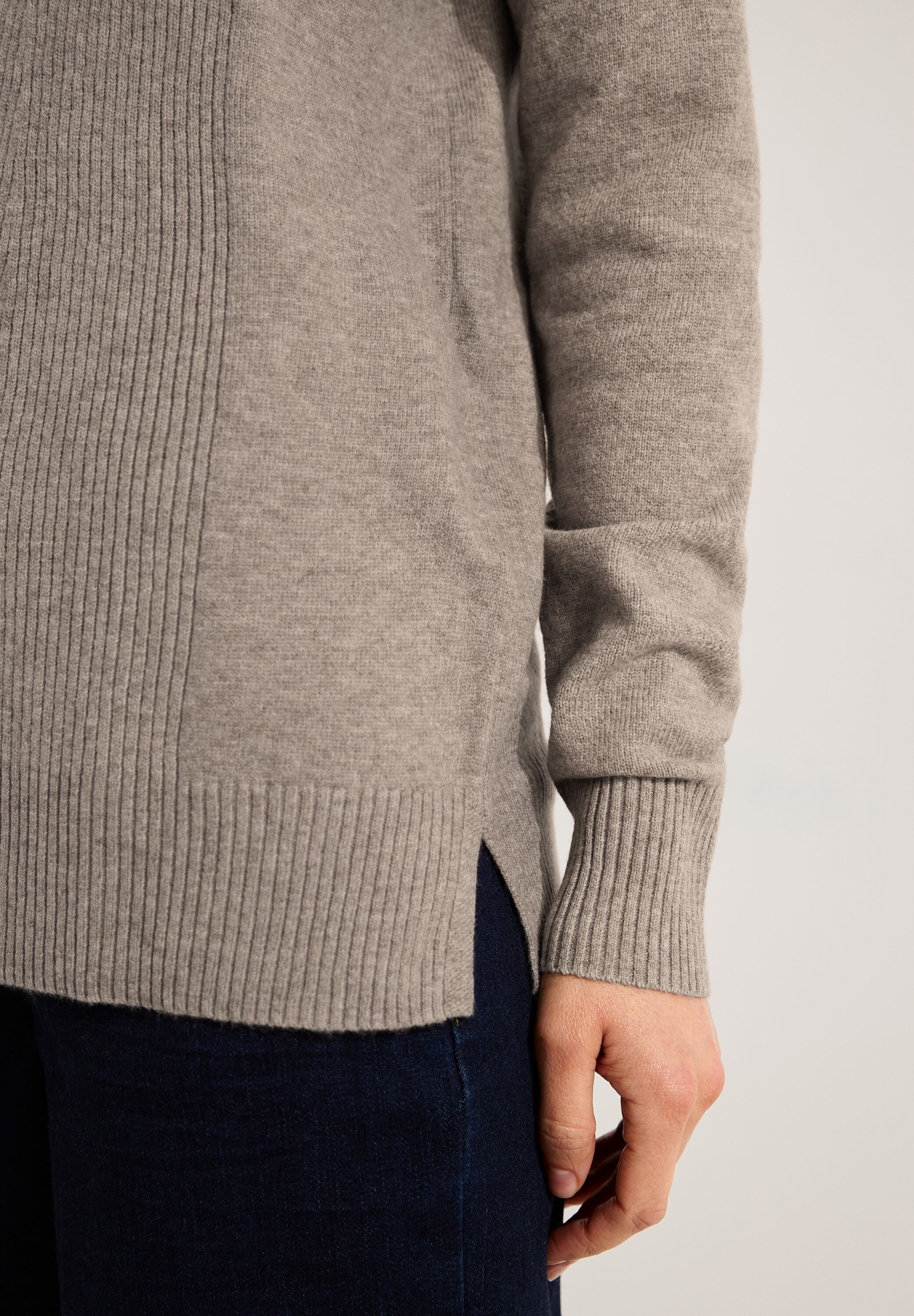 Cecil Rollkragenpullover, mit Rippstrick