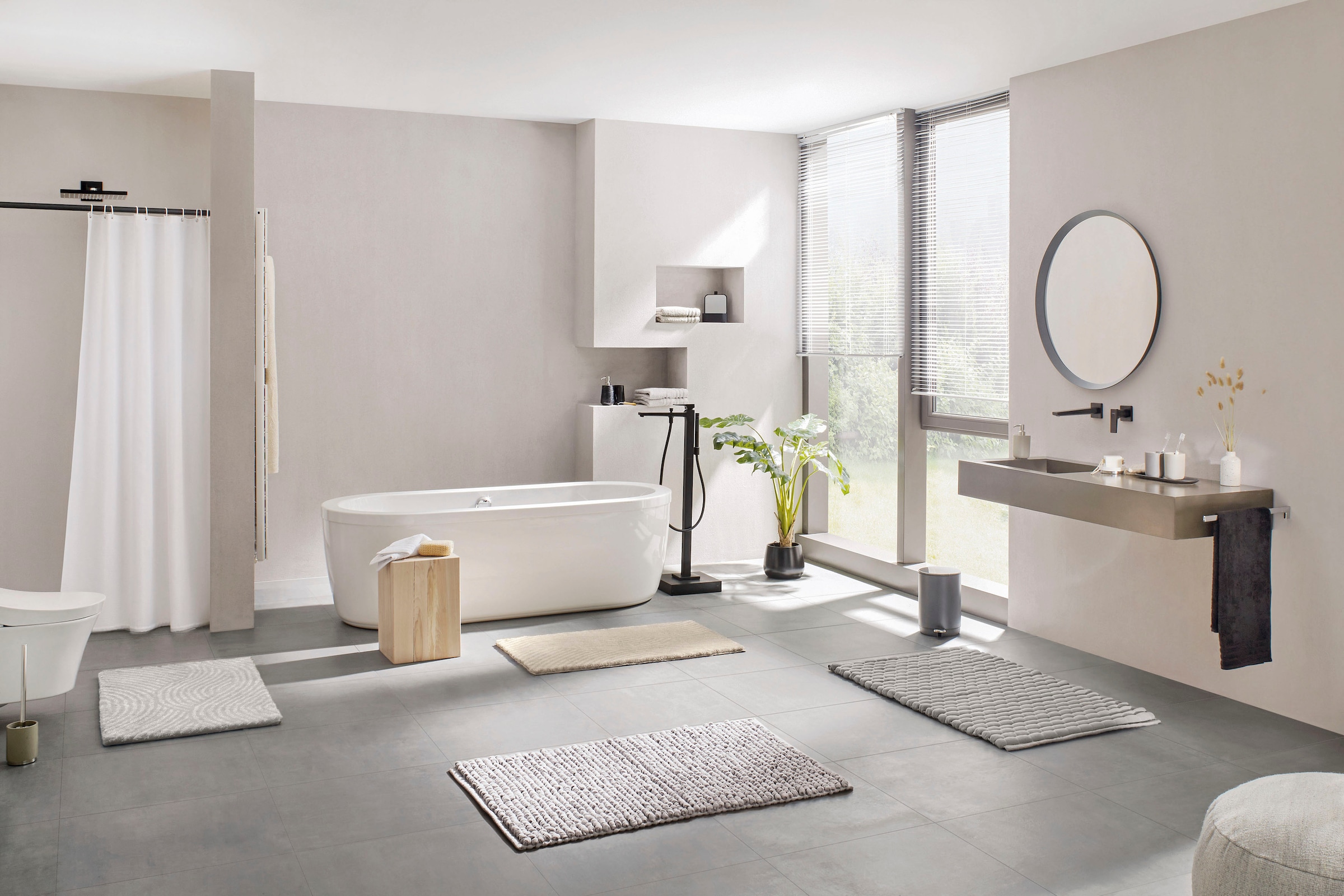 Kleine Wolke "Avera, Badvorleger, Badezimmer Teppich" Höhe 50 mm fußbodenheizungsgeeignet Badteppich, Uni Farben, handgewebt, quadratisch & rechteckig