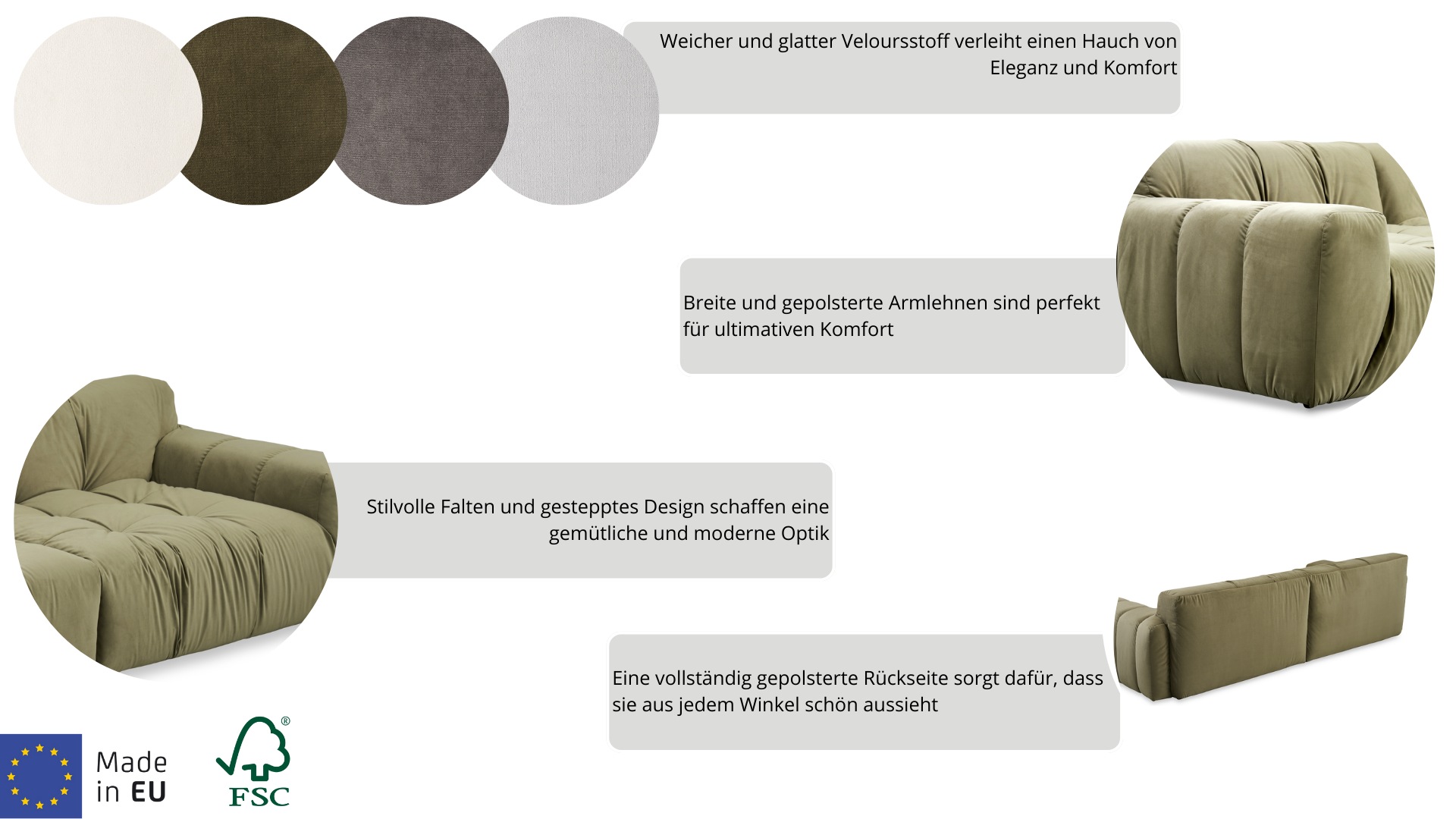 Thumbnail - Home affaire Polsterhocker "Calmara, weicher Lounge-Sitzkomfort" bodentief, Samt oder Chenille, mit Knopfsteppung