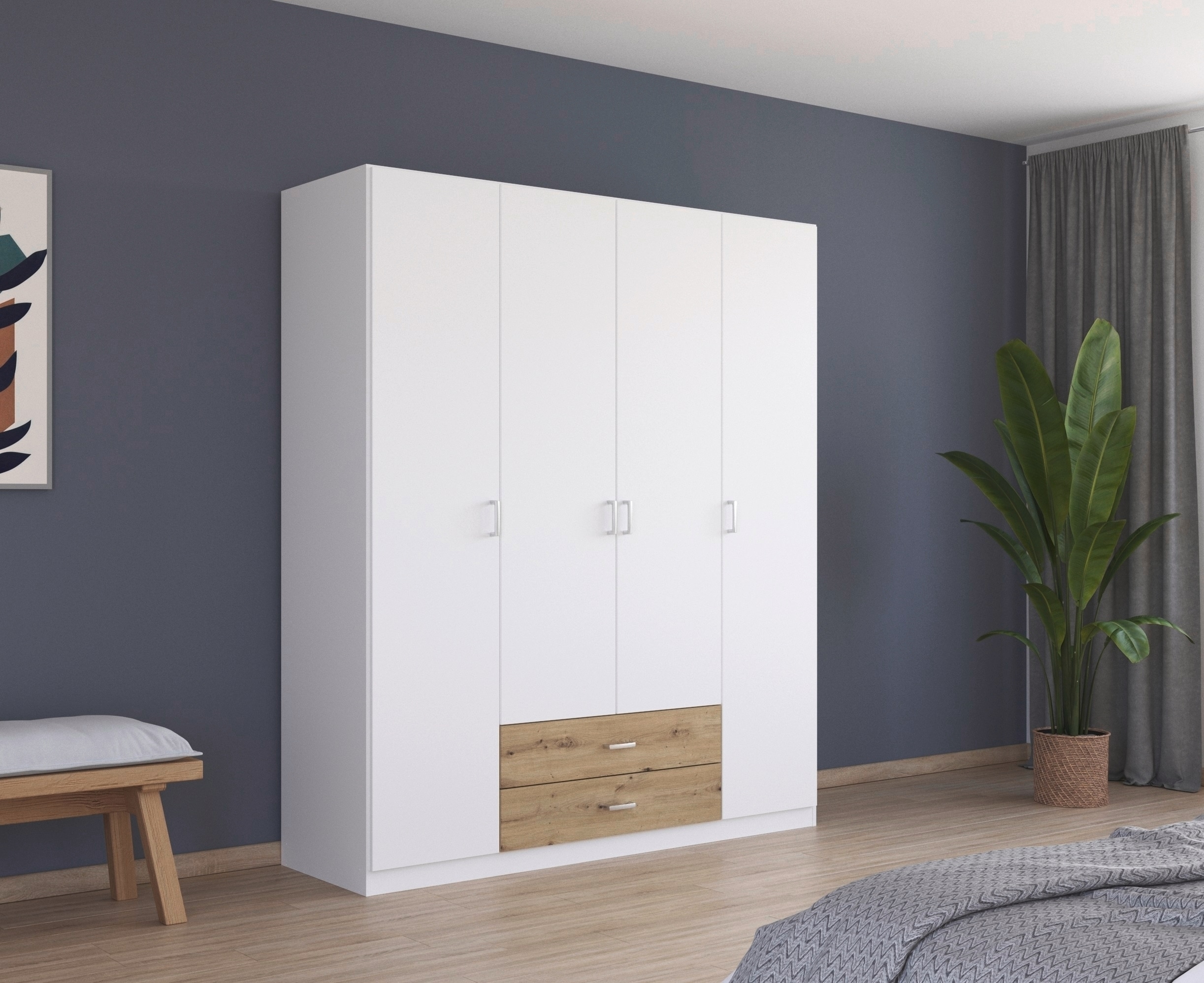 rauch Drehtürenschrank "Kleiderschrank Garderobe GAMMA Breiten 181 cm" in 3 Ausstattungen BASIC/CLASSIC/PREMIUM (inkl. SOFT-CLOSE-Funktion), mit Schubladen, verschiedene Griff-Varianten TOPSELLER MADE IN GERMANY