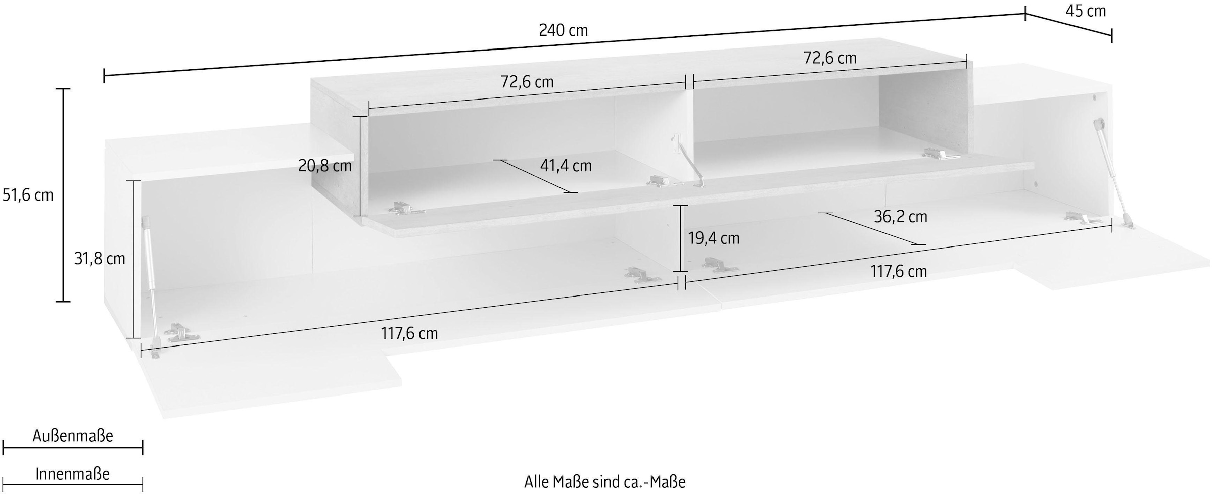 INOSIGN TV-Board »Coro«, Breite ca. 240 cm