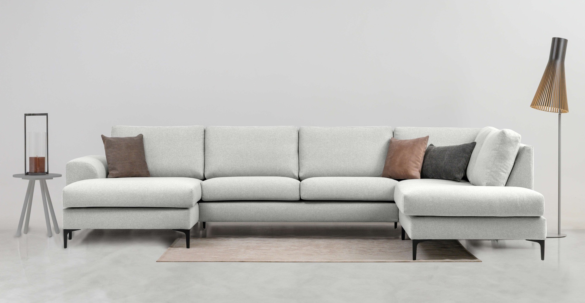 OTTO home Wohnlandschaft "Henry, U-Form, Breite 363 cm" mit Metallbeinen, Wellenunterfederung, wasserabweisender Stoff