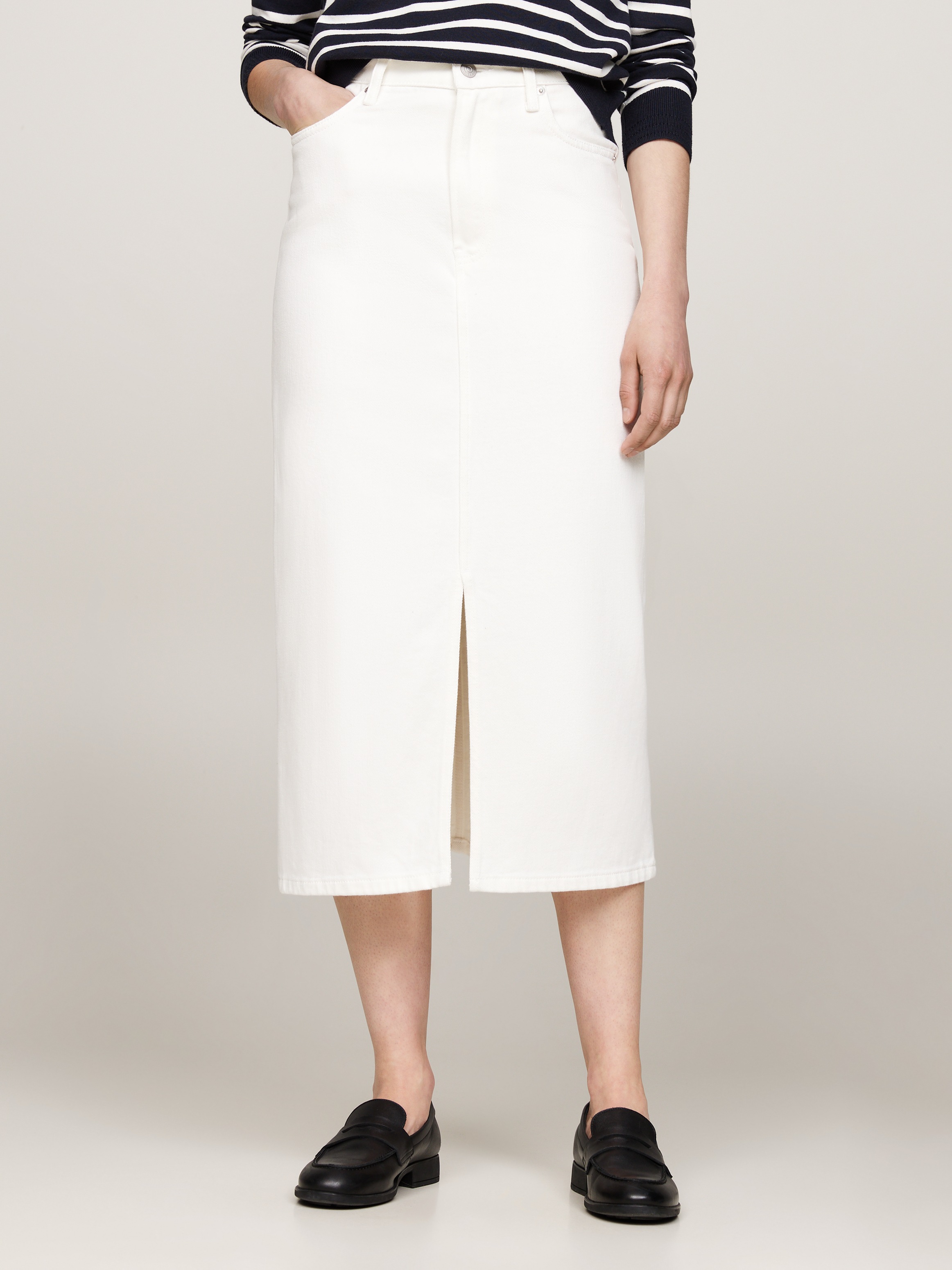 Tommy Hilfiger Bleistiftrock "MIDI STRAIGHT SKIRT HW ECRU", im 5-Pocket-Sty günstig online kaufen